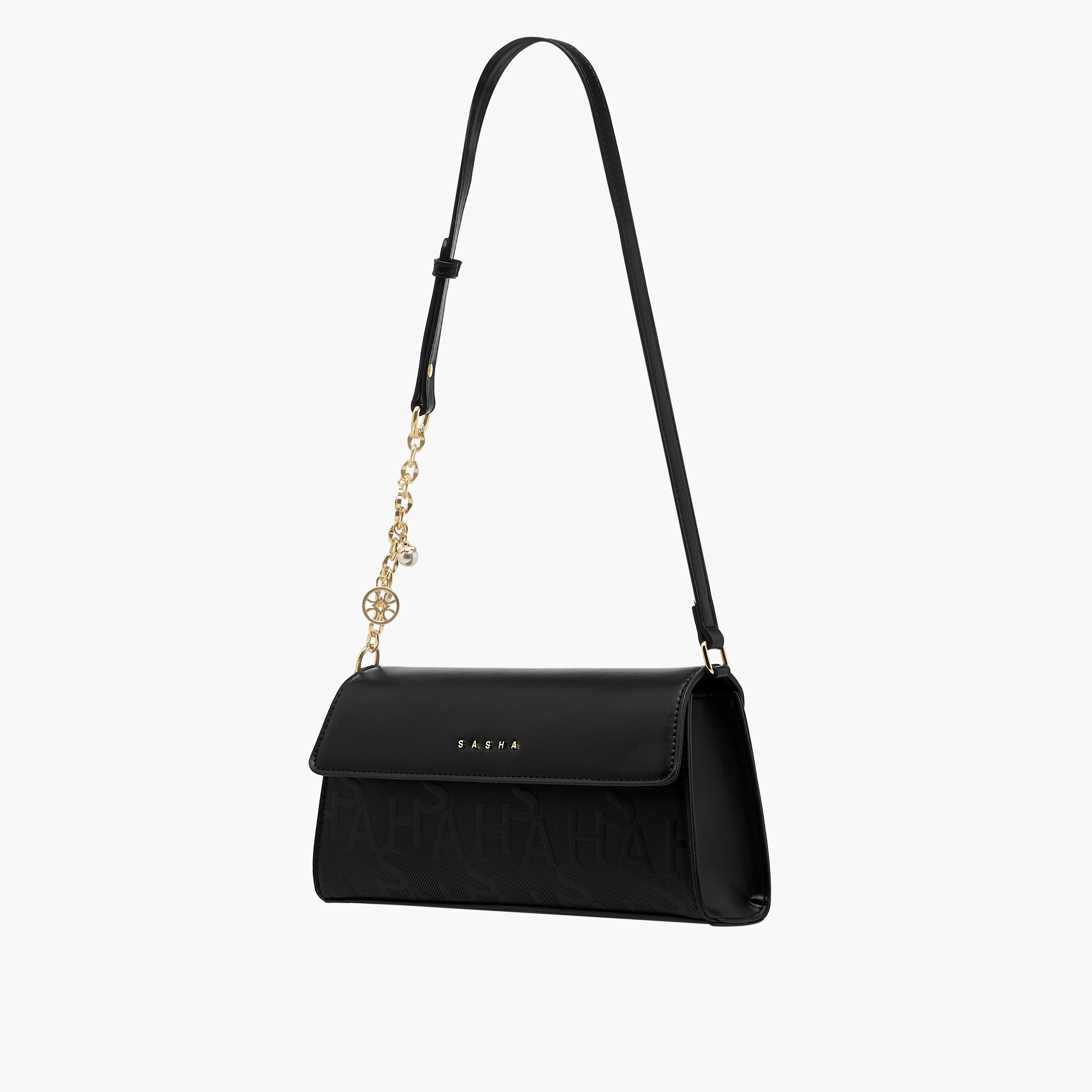 Sasha Kodes Embossed Shoulder Bag with Adjustable Strap-women-bagsandwallets-handbags-image-3