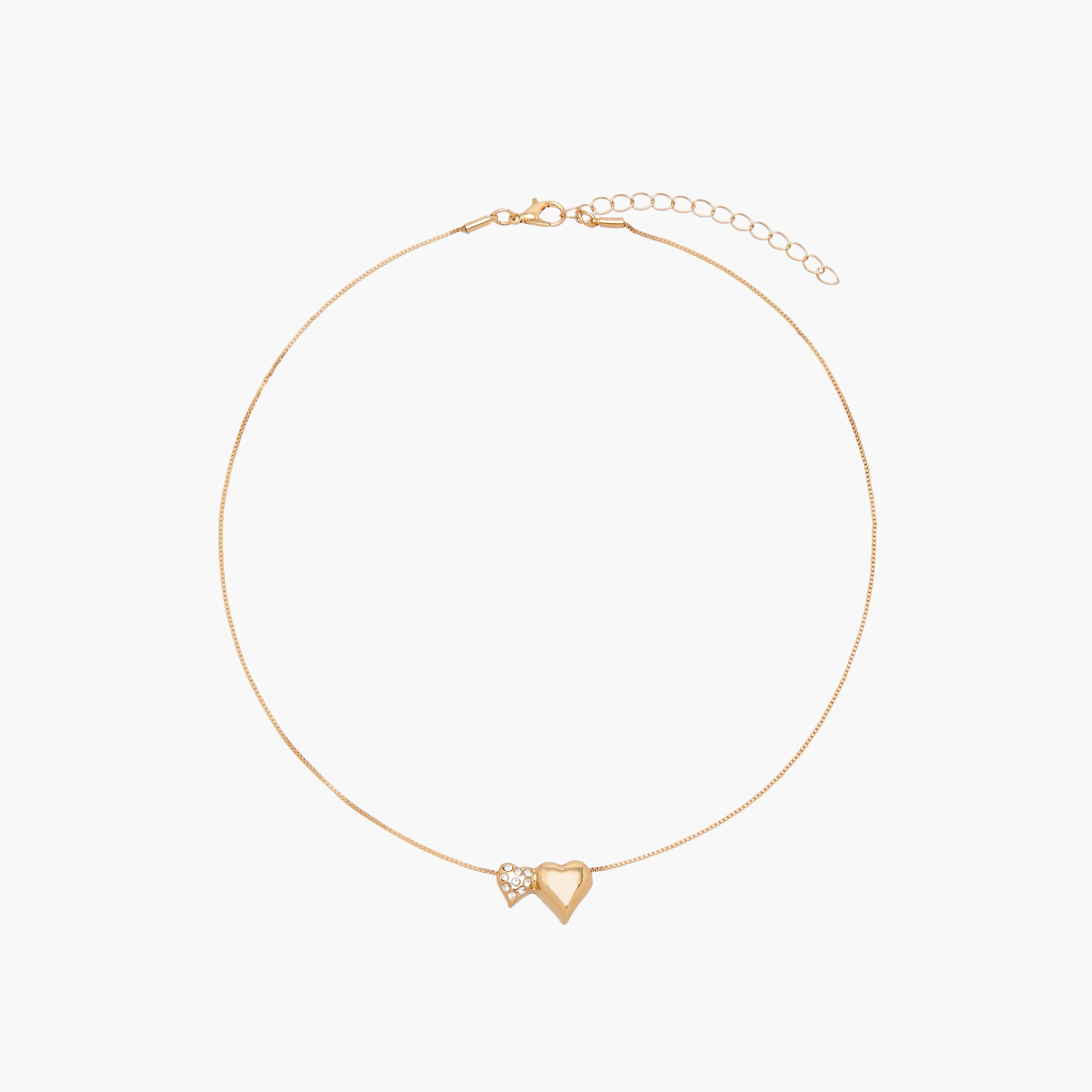Gold Tone Embellished Heart Pendant Necklace-women-watchesandjewellery-jewellery-necklacesandpendants-image-1
