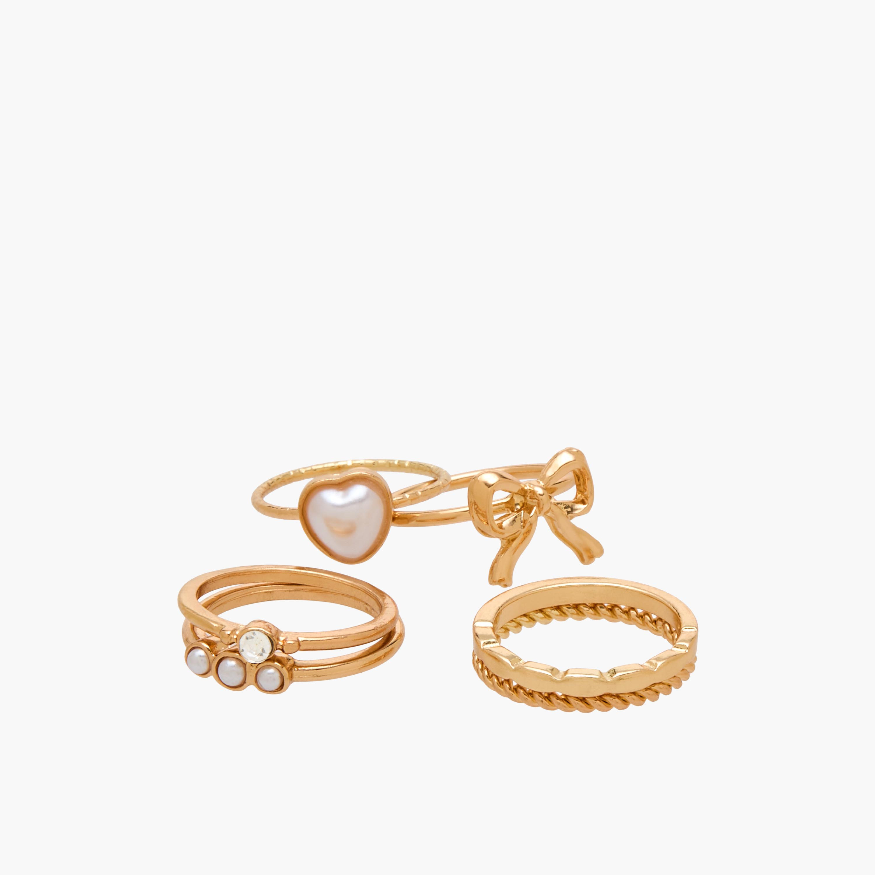 Set of 6 - Gold Tone Ring with Embellished Design-women-watchesandjewellery-jewellery-rings-image-2