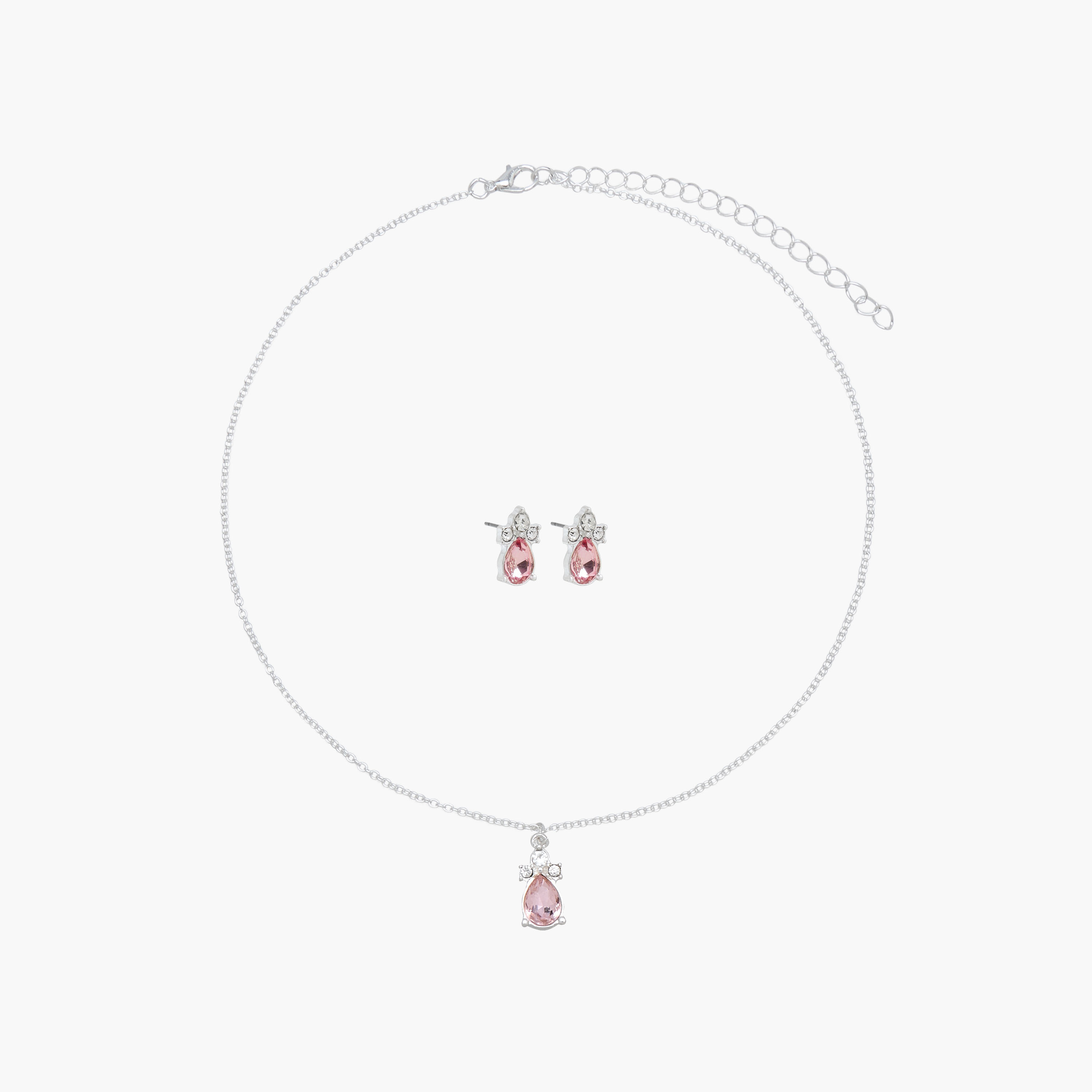 Set of 2 - Stone Embellished Pendant Necklace and Earrings-women-watchesandjewellery-jewellery-jewellerysets-image-1