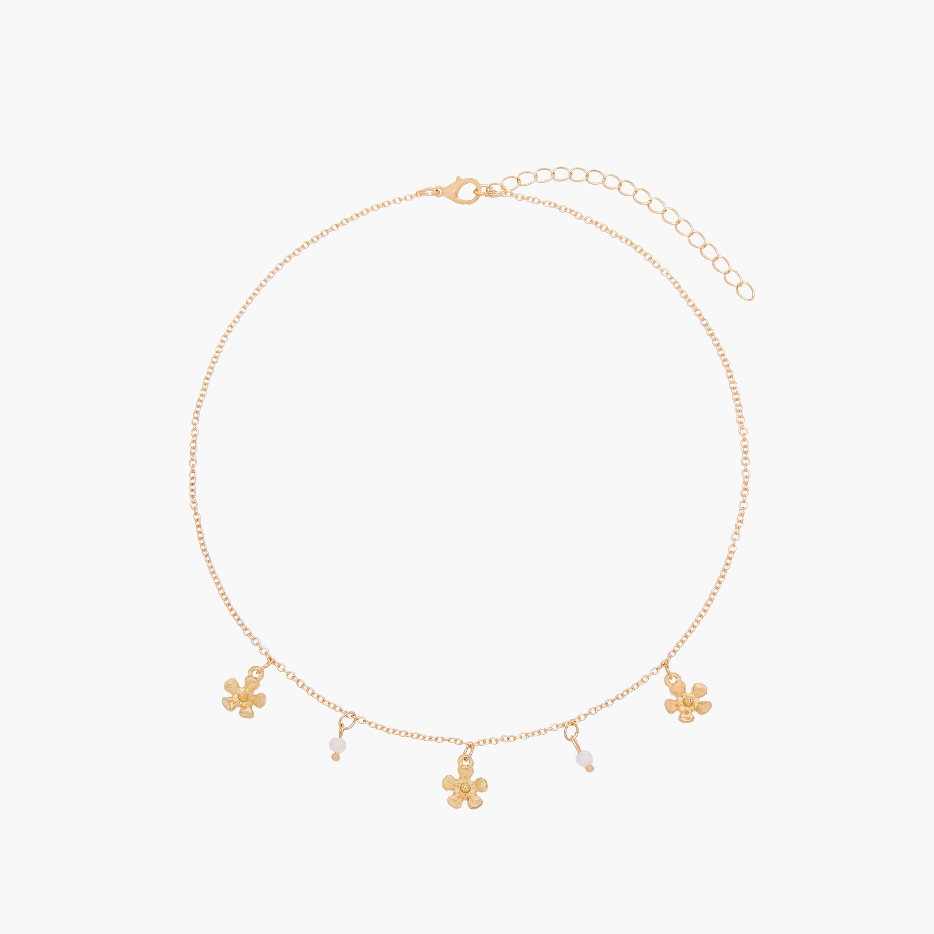Gold Tone Necklace with Floral Charm-women-watchesandjewellery-jewellery-necklacesandpendants-image-1
