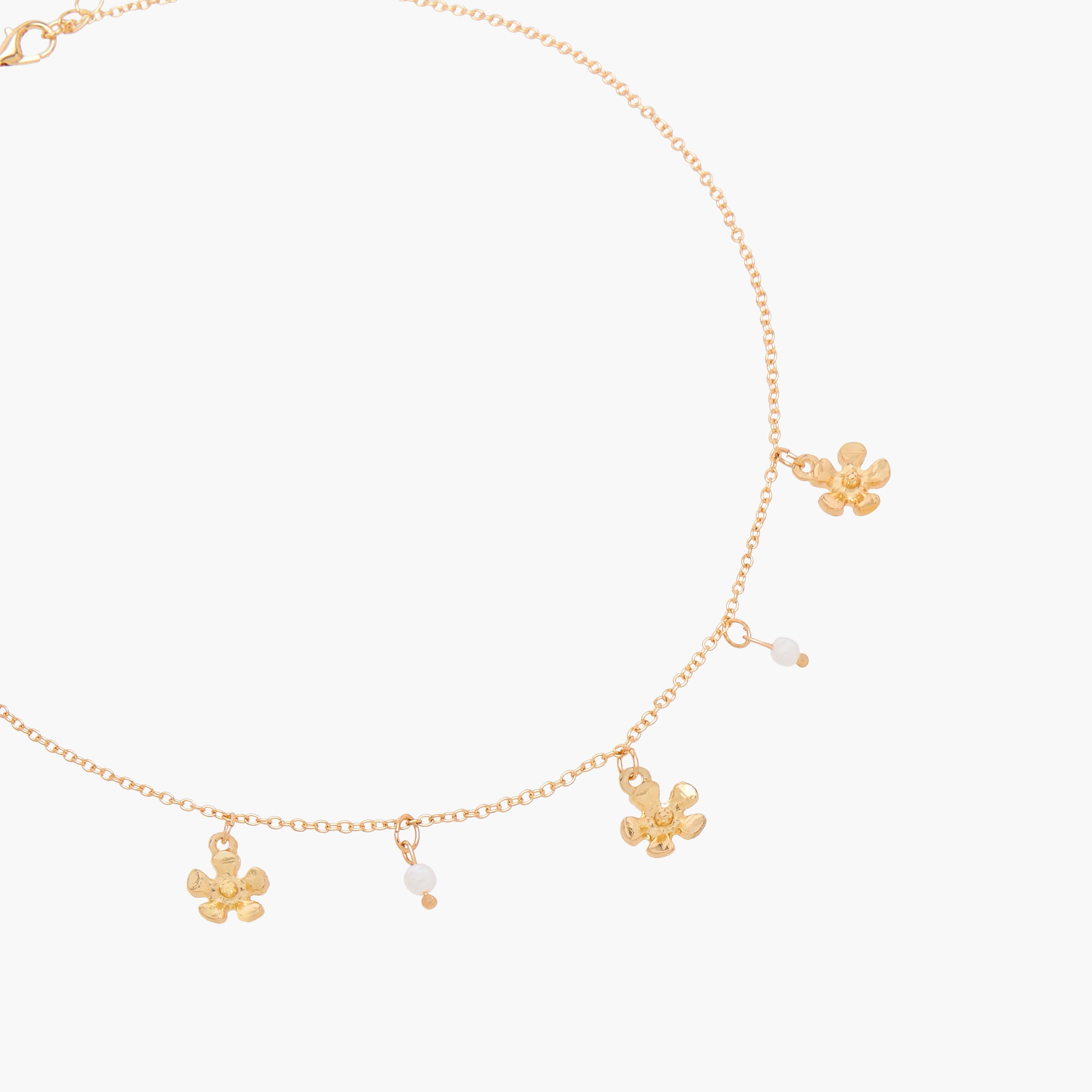 Gold Tone Necklace with Floral Charm-women-watchesandjewellery-jewellery-necklacesandpendants-image-2