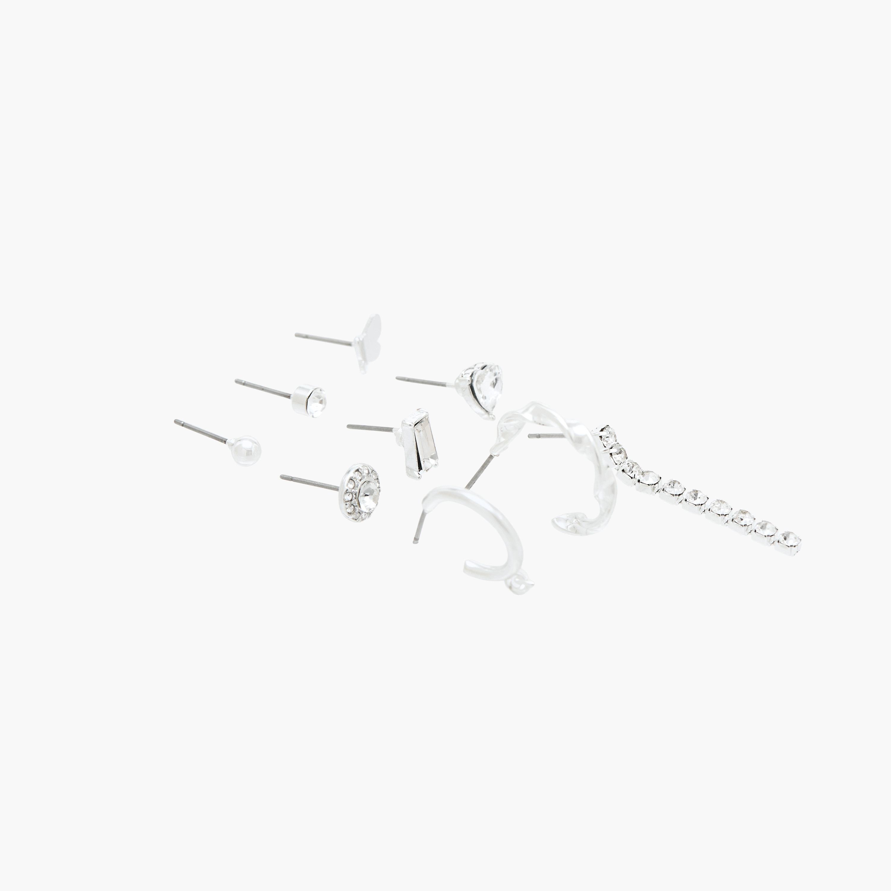 Pack of 9 Silver Tone Earrings with Pushback Closure-women-watchesandjewellery-jewellery-earrings-image-2