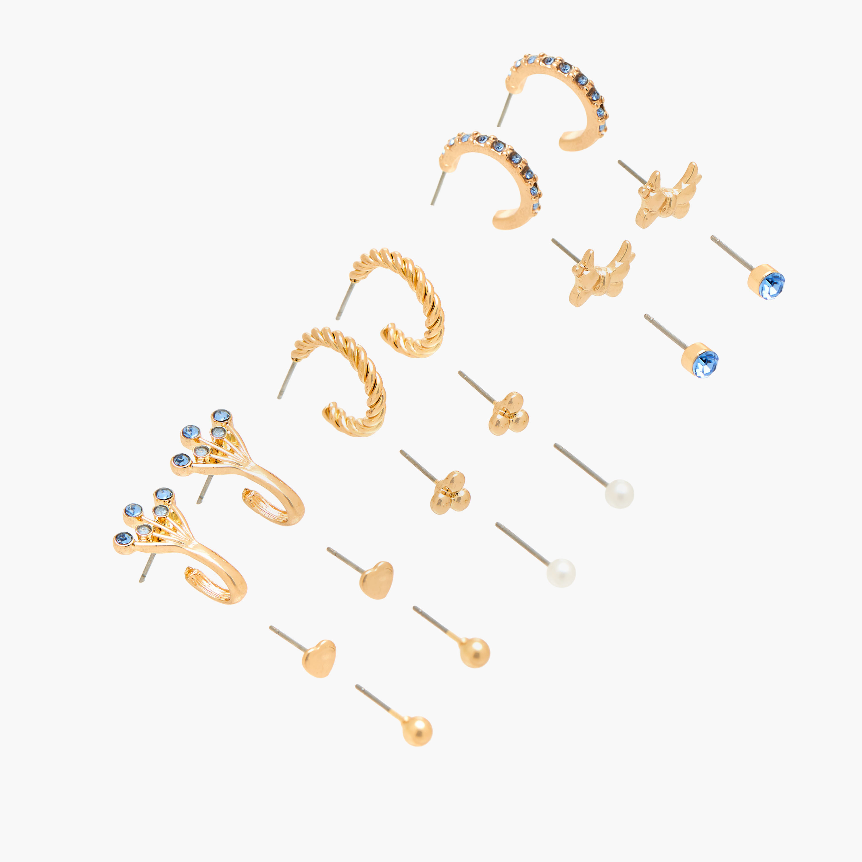 Pack of 9 Gold Tone Assorted Earrings with Pushback Closure-women-watchesandjewellery-jewellery-earrings-image-2