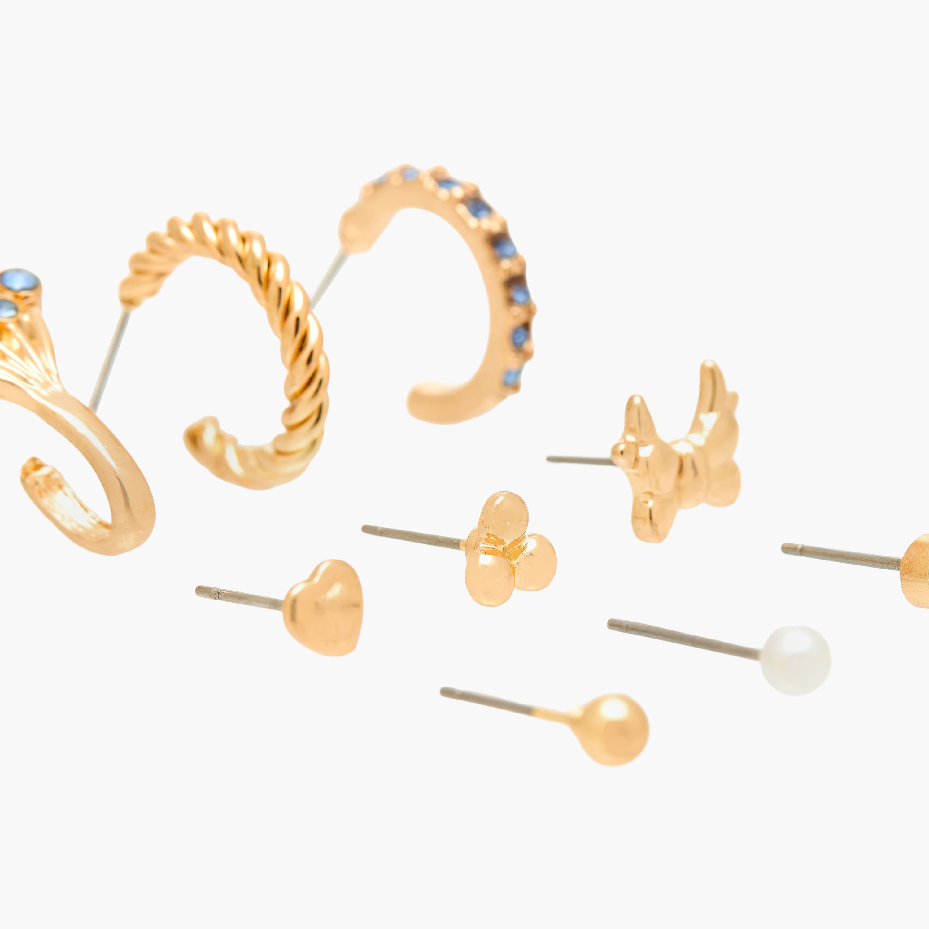 Pack of 9 Gold Tone Assorted Earrings with Pushback Closure-women-watchesandjewellery-jewellery-earrings-image-3