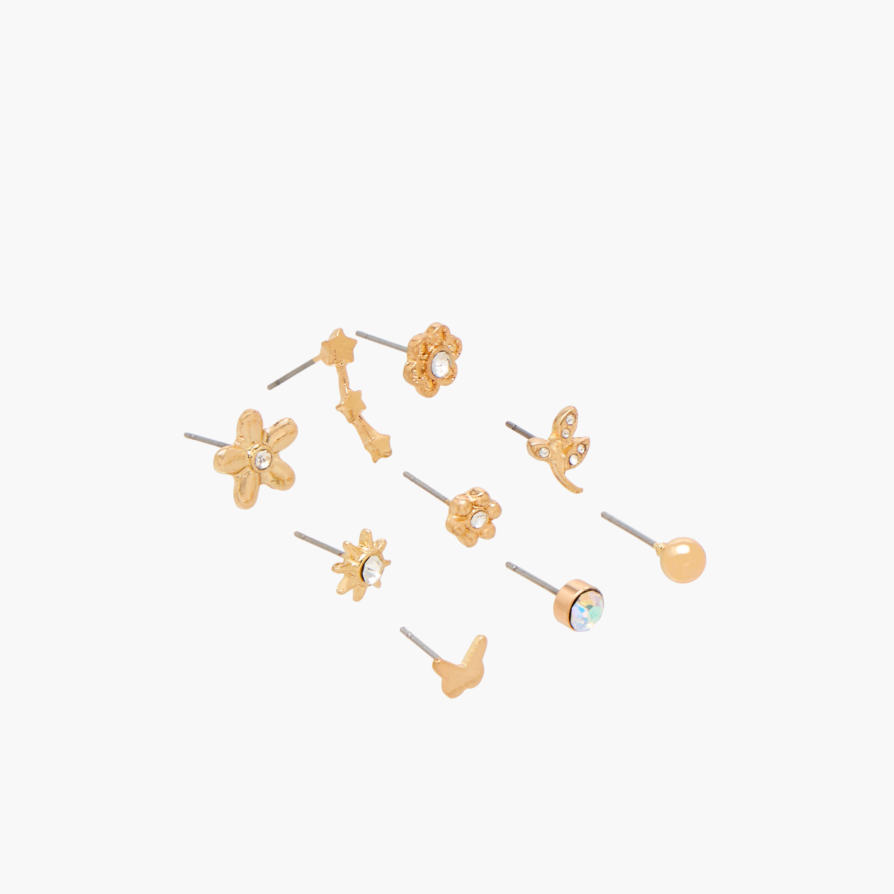 Pack of 9 Assorted Gold Tone Stud Earrings with Pushback Closure-women-watchesandjewellery-jewellery-earrings-image-2