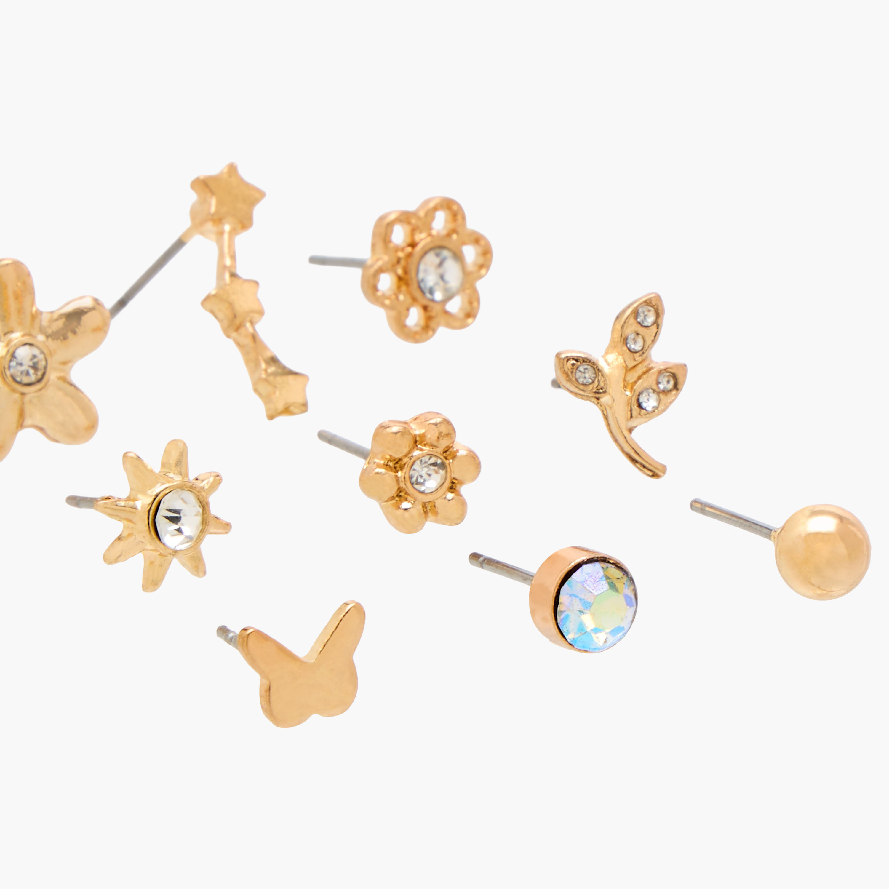 Pack of 9 Assorted Gold Tone Stud Earrings with Pushback Closure-women-watchesandjewellery-jewellery-earrings-image-3