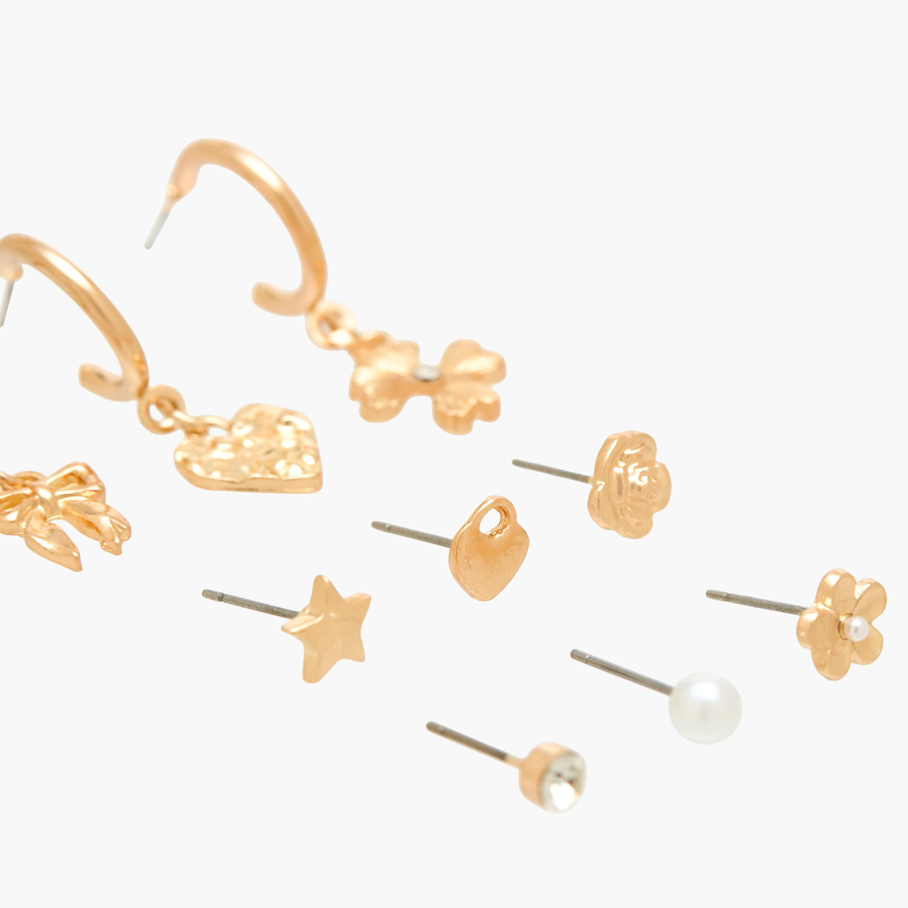 Pack of 9 Gold Tone Assorted Earrings with Pushback Closure-women-watchesandjewellery-jewellery-earrings-image-3