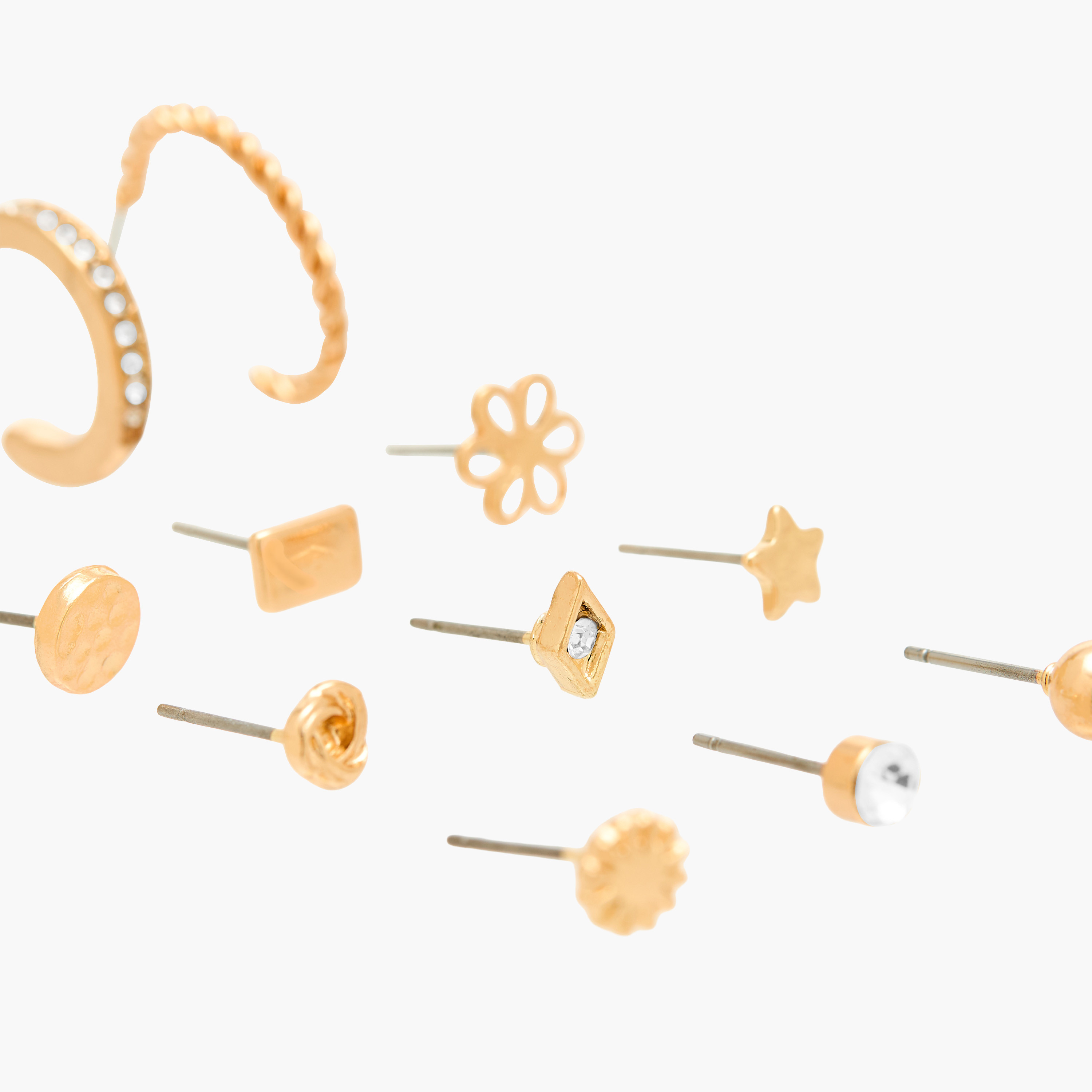 Pack of 12 Gold Tone Earrings with Pushback Closure-women-watchesandjewellery-jewellery-earrings-image-3