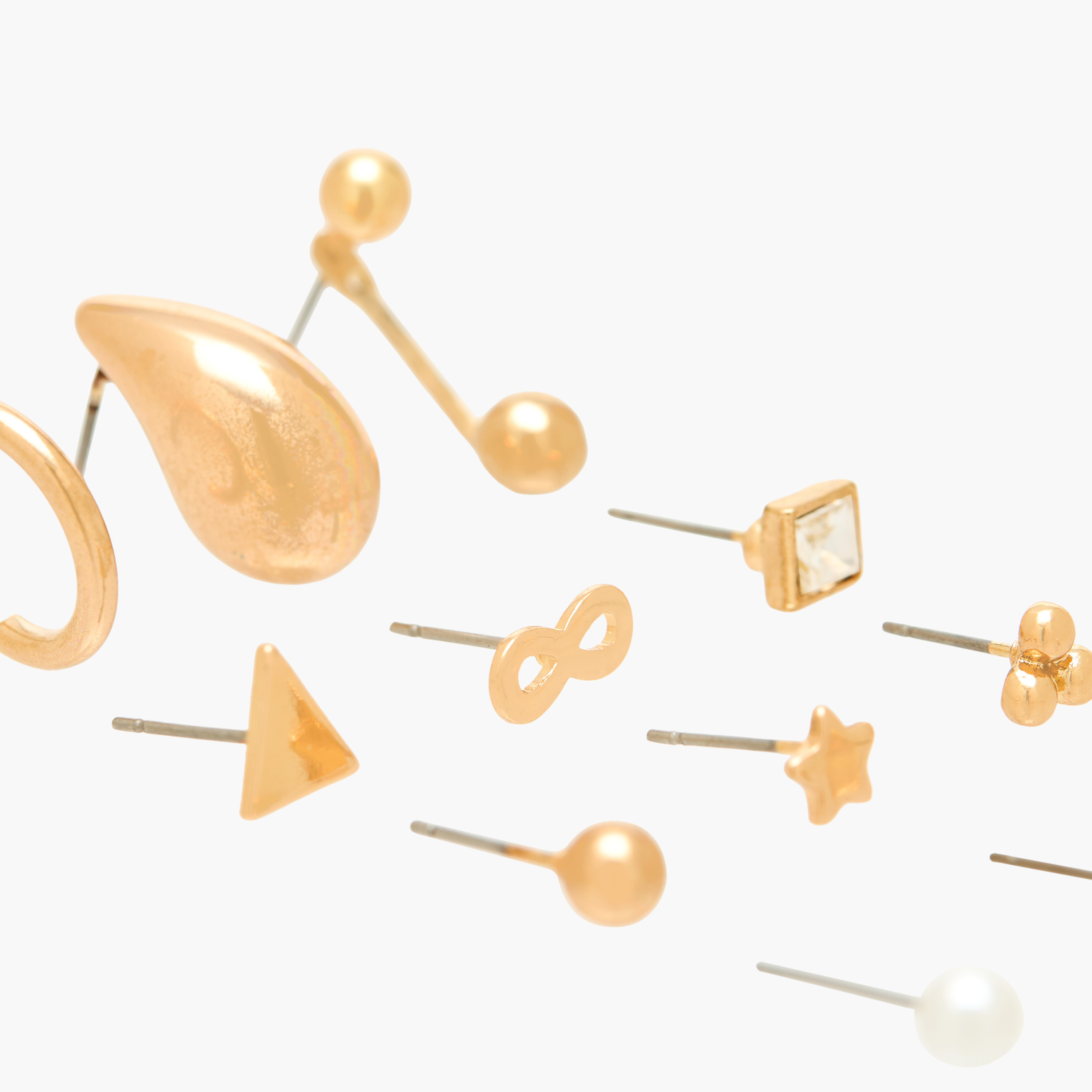 Pack of 12 Gold Tone Assorted Earrings with Pushback Closure-women-watchesandjewellery-jewellery-earrings-image-3