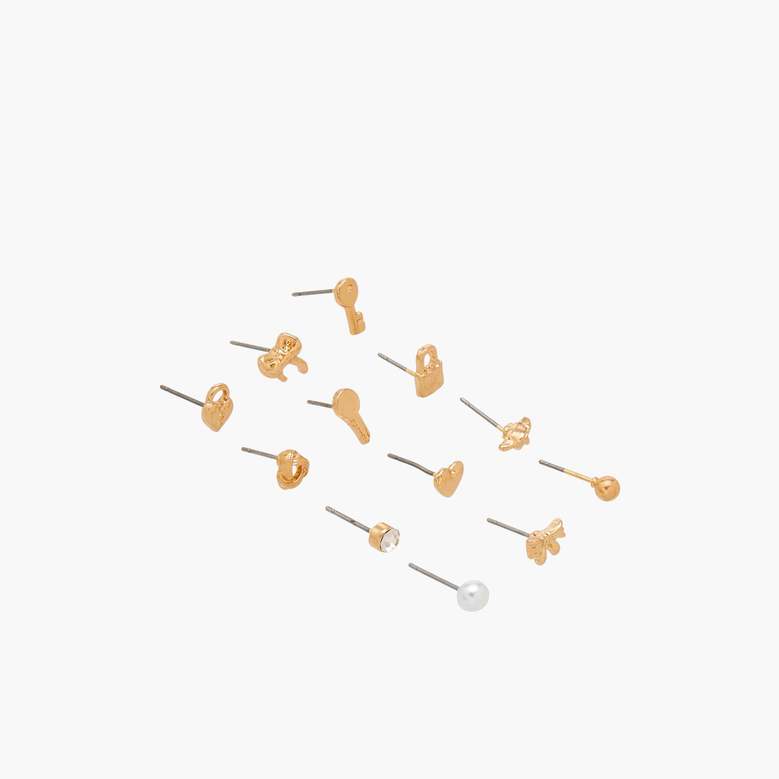 Pack of 12 Assorted Gold Tone Stud Earrings with Pushback Closure-women-watchesandjewellery-jewellery-earrings-image-2