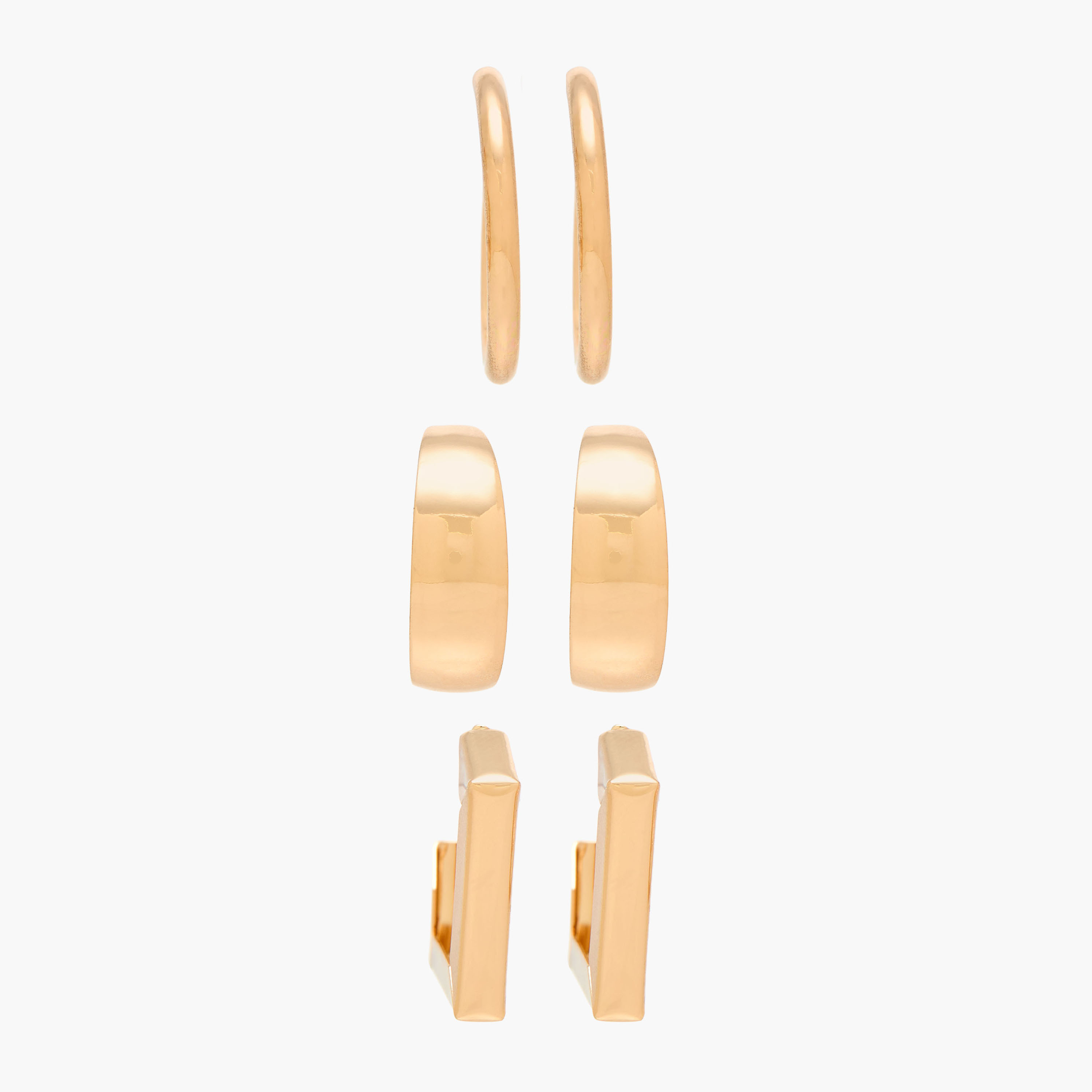 Pack of 3 Gold Tone Hoop Earrings with Pushback Closure-women-watchesandjewellery-jewellery-earrings-image-1