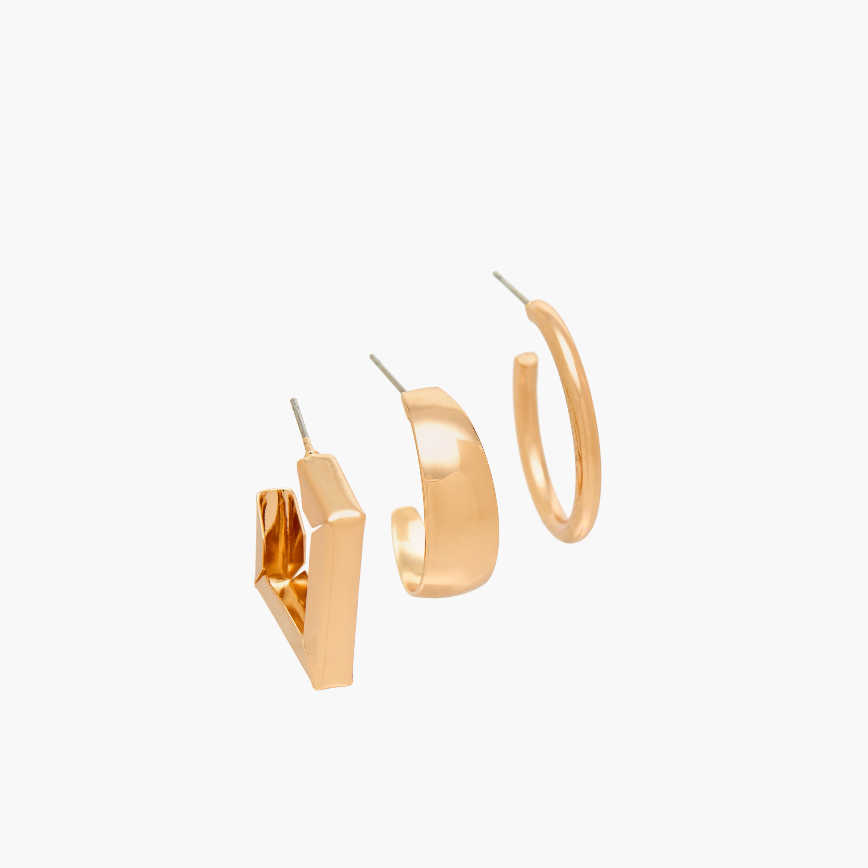 Pack of 3 Gold Tone Hoop Earrings with Pushback Closure-women-watchesandjewellery-jewellery-earrings-image-5