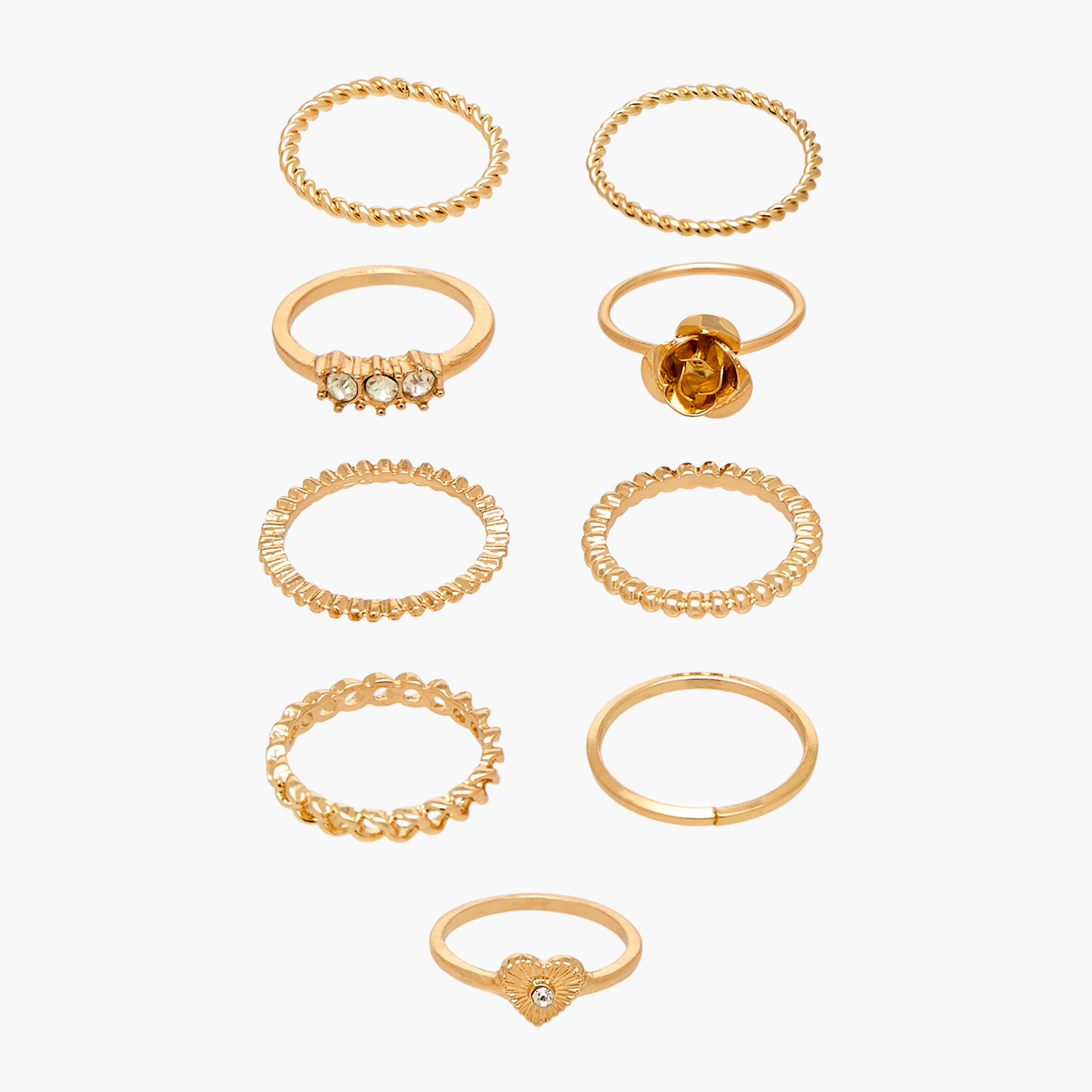 Set of 9 - Assorted Gold Tone Ring-women-watchesandjewellery-jewellery-rings-image-1