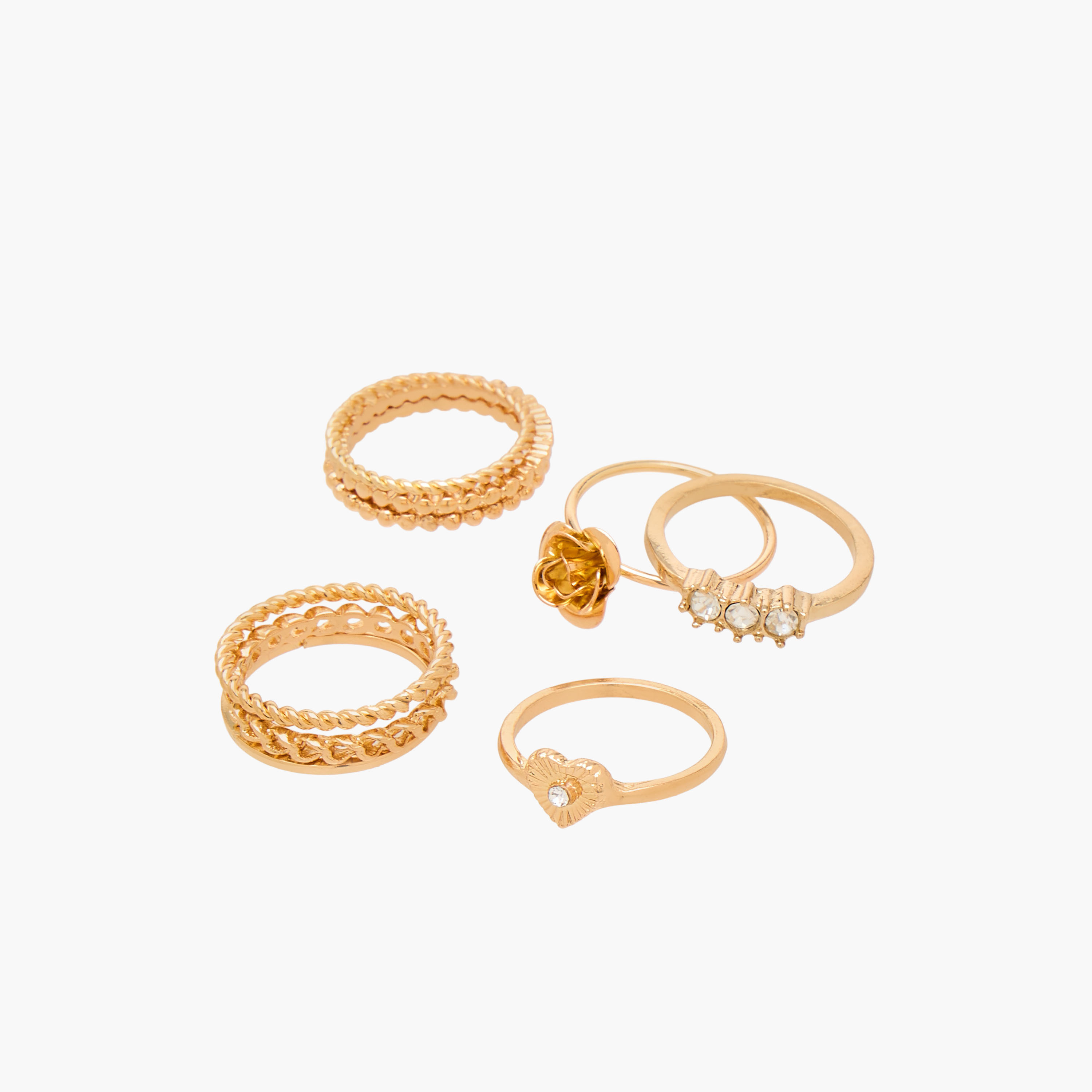 Set of 9 - Gold Tone Ring with Assorted Design-women-watchesandjewellery-jewellery-rings-image-2