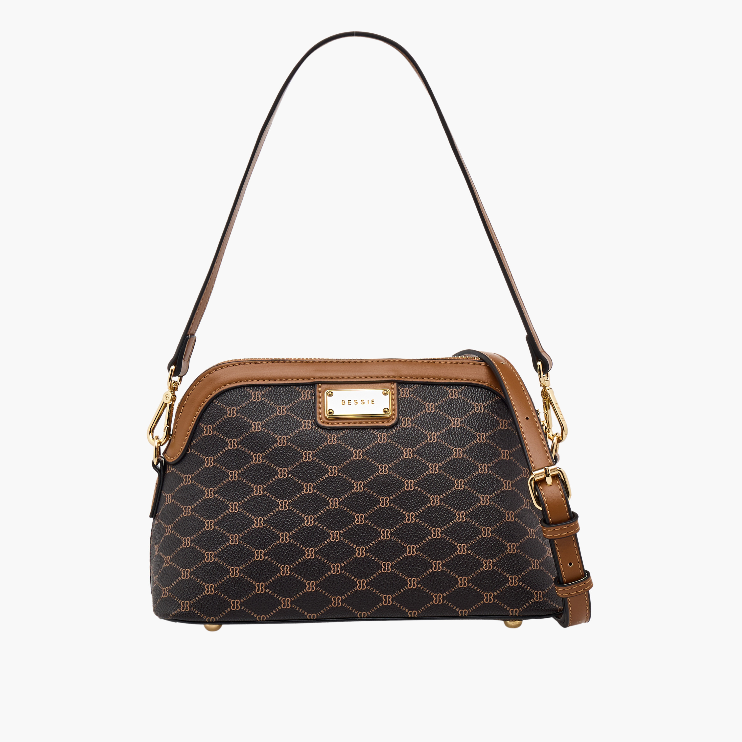 Bessie London Monogram Print Crossbody Bag with Adjustable Strap-women-bagsandwallets-handbags-image-1