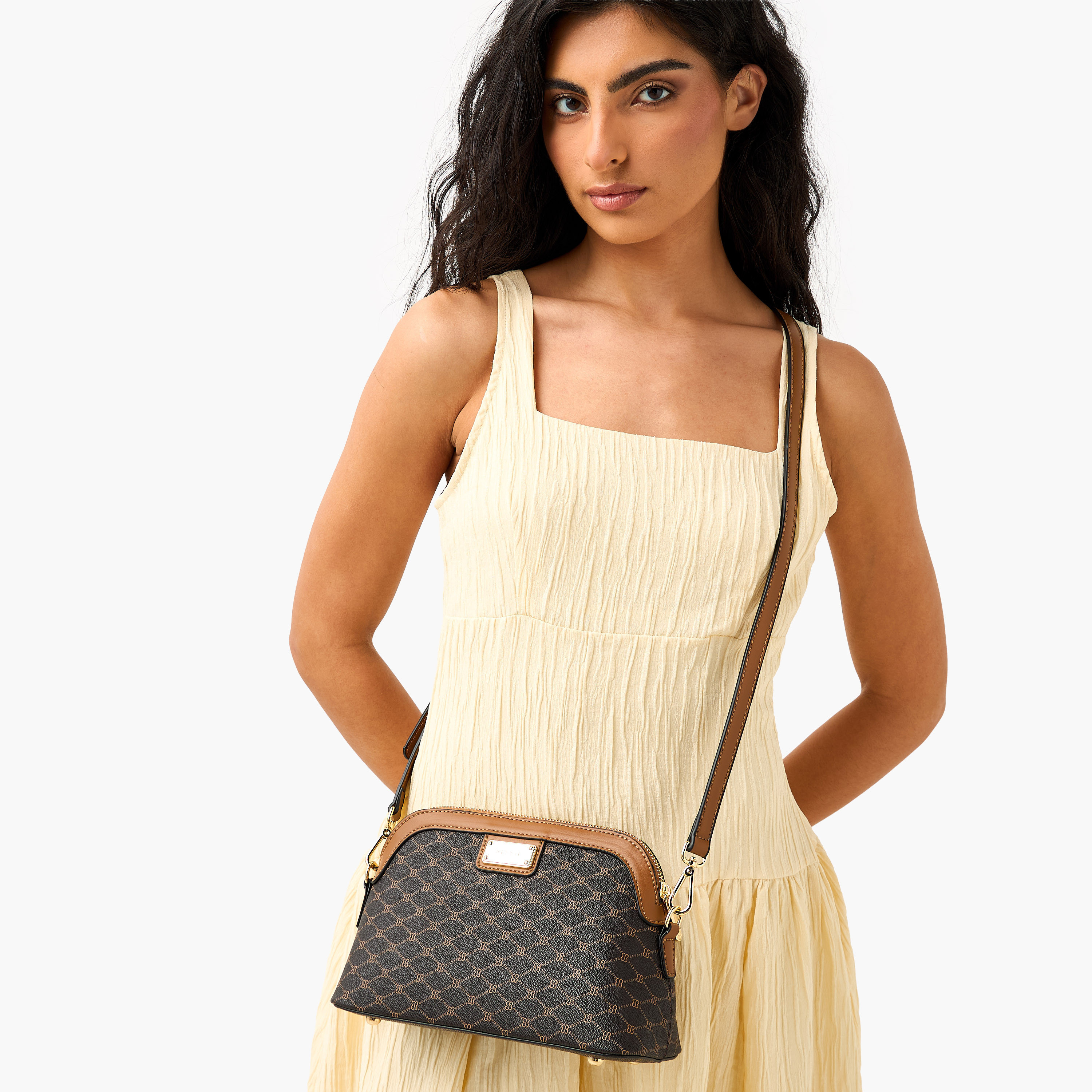 Bessie London Monogram Print Crossbody Bag with Adjustable Strap-women-bagsandwallets-handbags-image-2