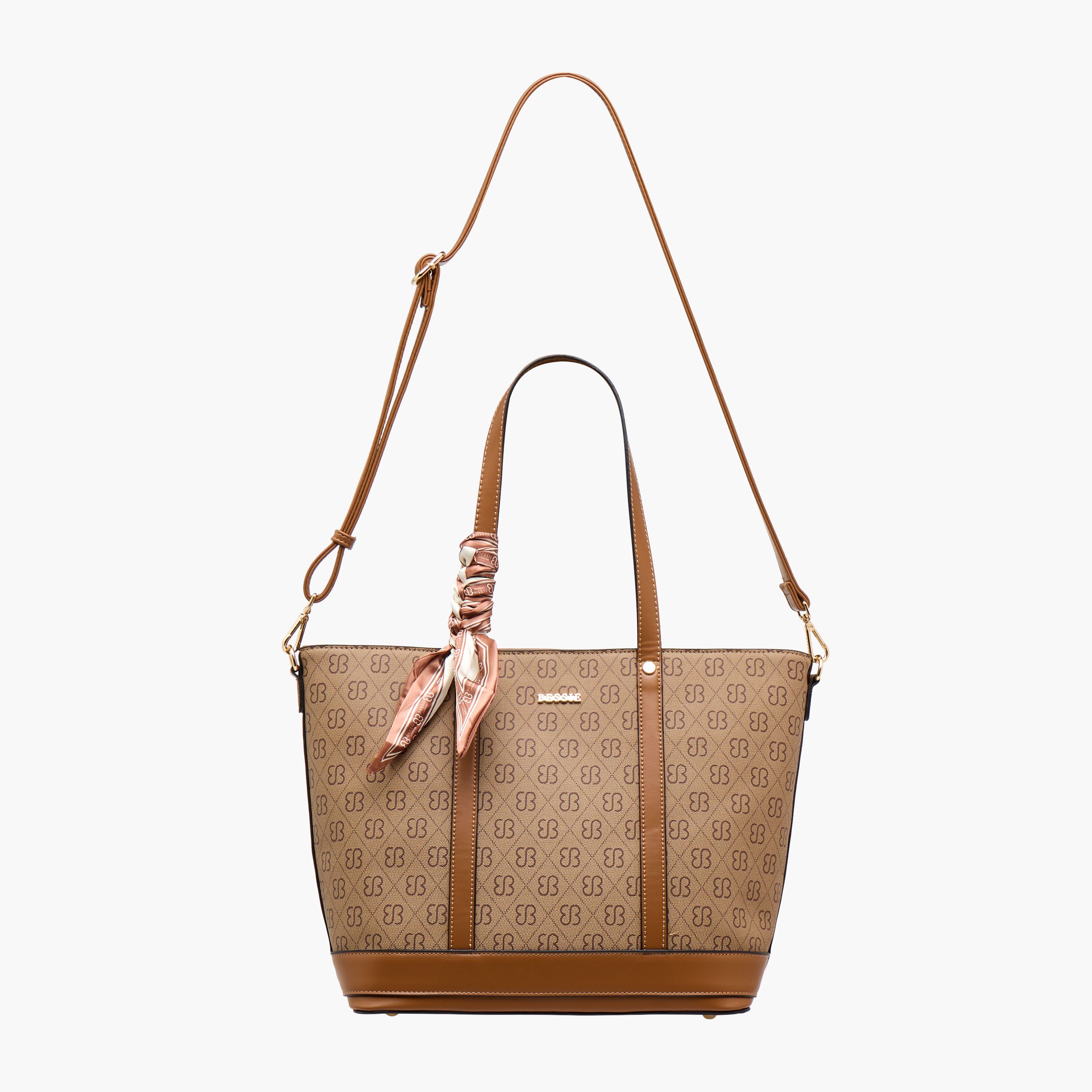 Bessie London Monogram Print Tote Bag with Scarf-women-bagsandwallets-handbags-image-3