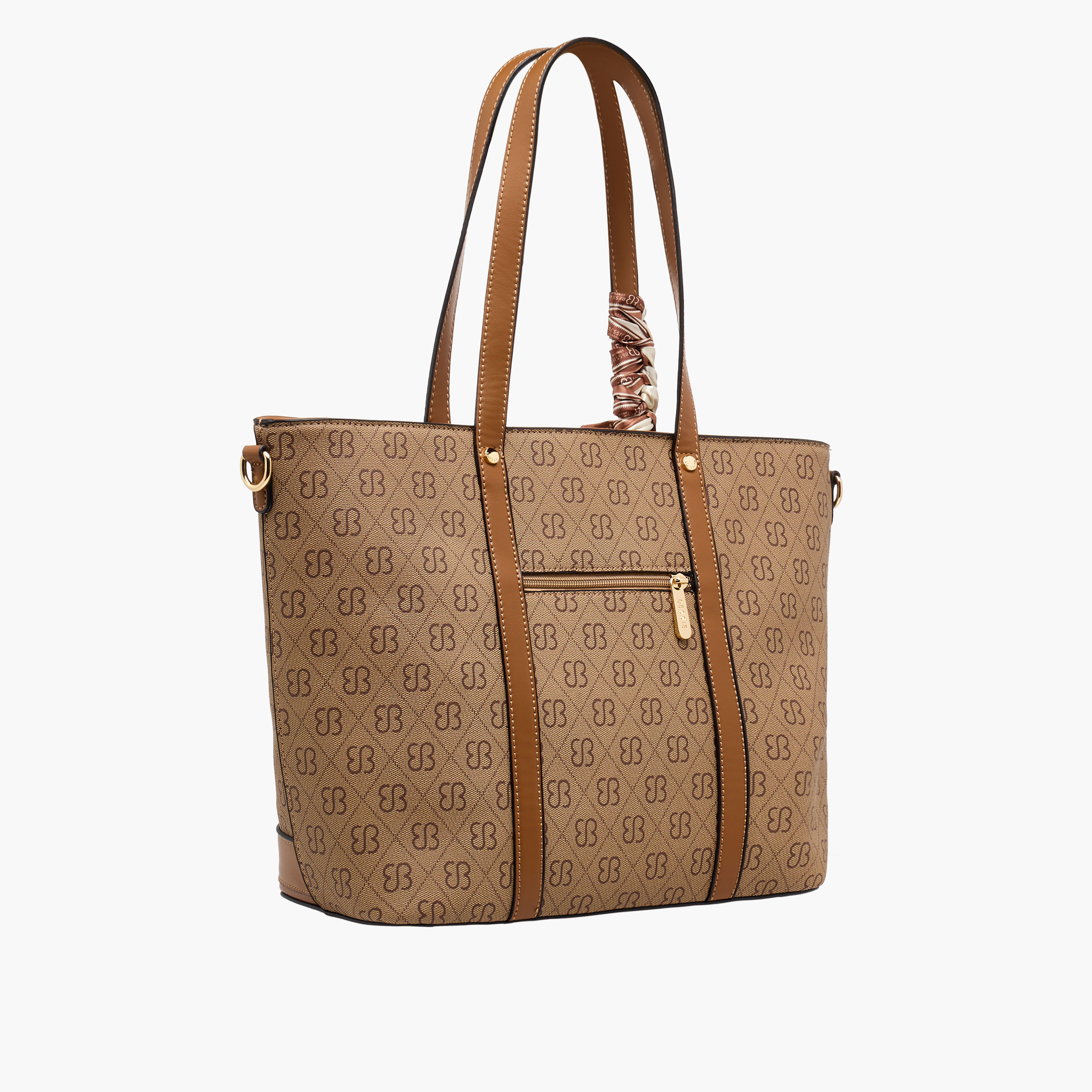 Bessie London Monogram Print Tote Bag with Scarf-women-bagsandwallets-handbags-image-4