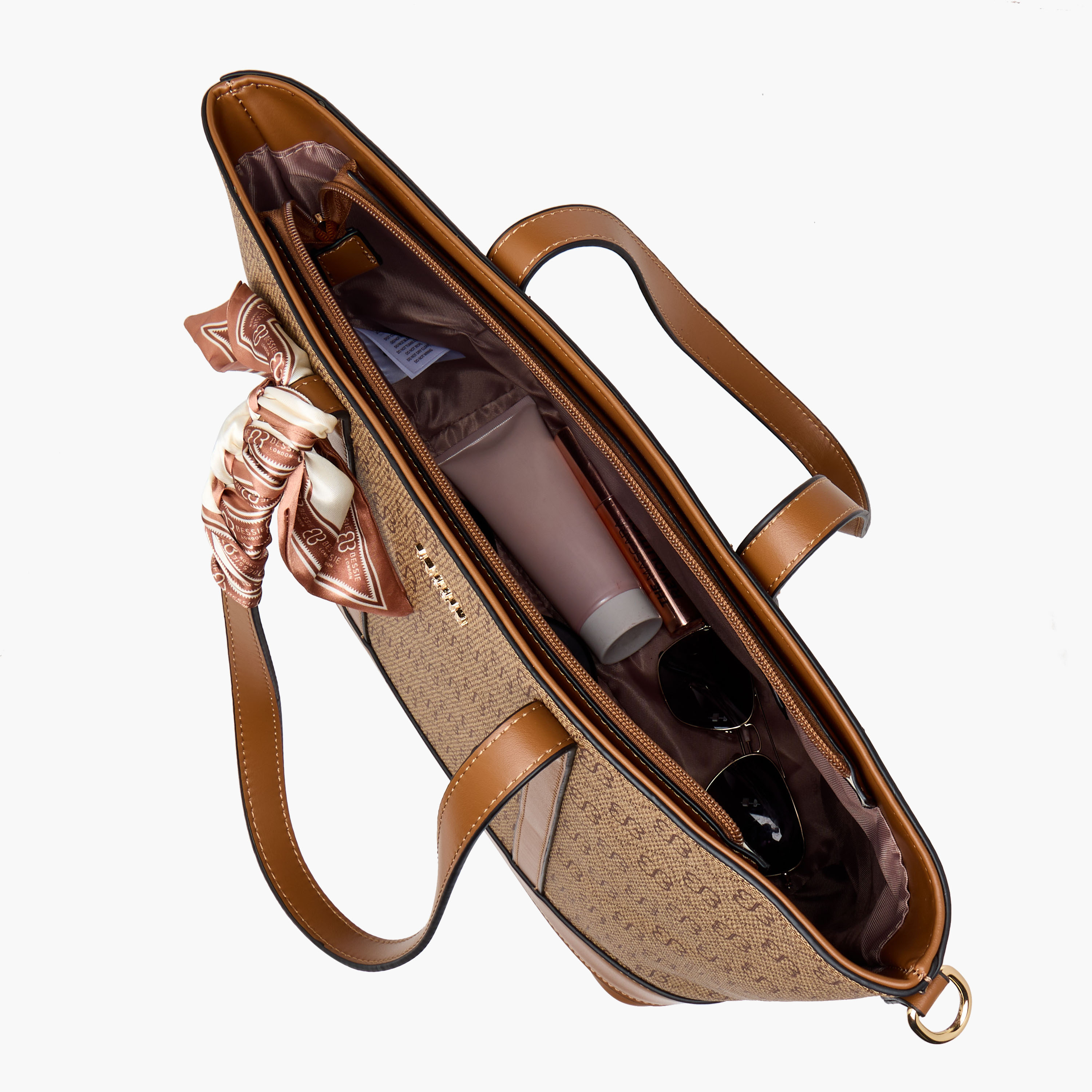 Bessie London Monogram Print Tote Bag with Scarf-women-bagsandwallets-handbags-image-9