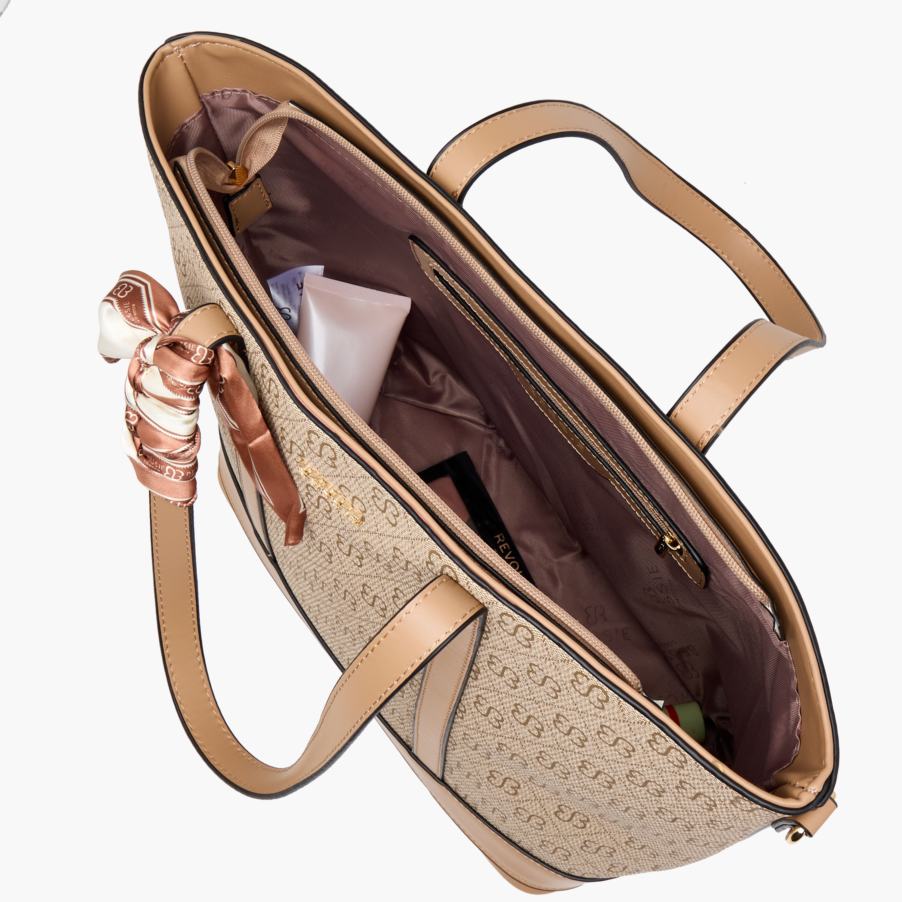 Bessie London Monogram Print Tote Bag with Scarf-women-bagsandwallets-handbags-image-9