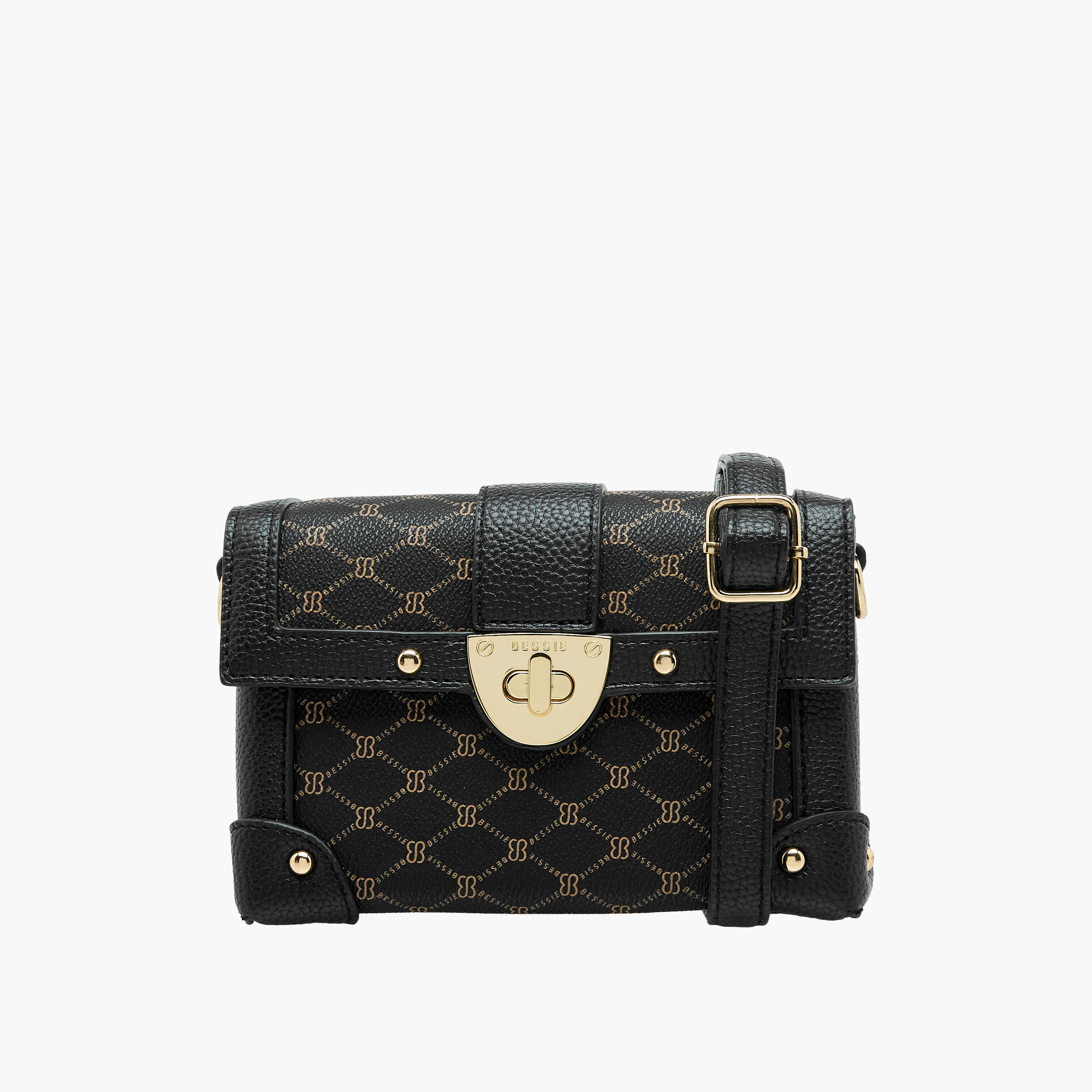 Bessie London Monogram Print Crossbody Bag with Detachable Strap-women-bagsandwallets-handbags-image-1