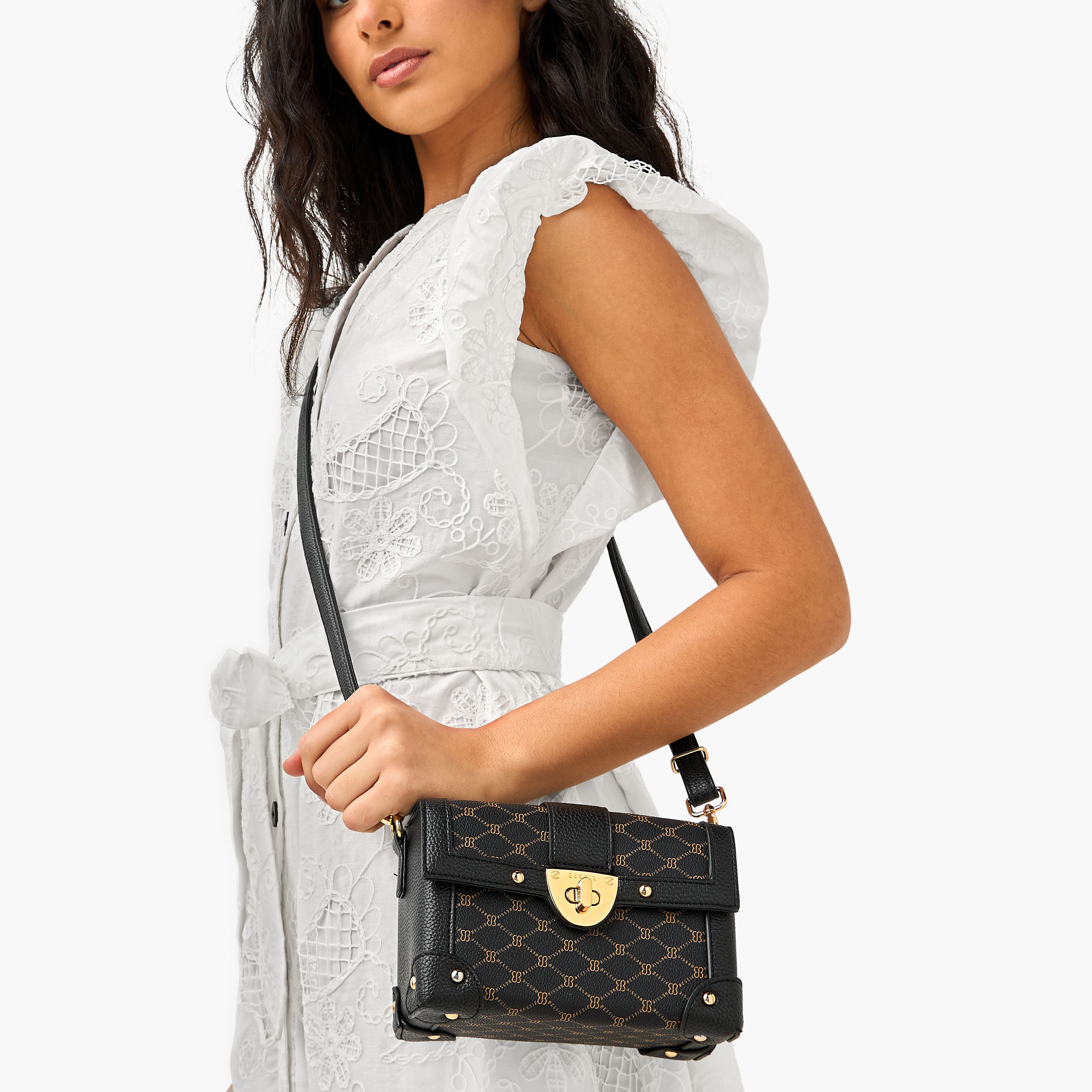 Bessie London Monogram Print Crossbody Bag with Detachable Strap-women-bagsandwallets-handbags-image-2