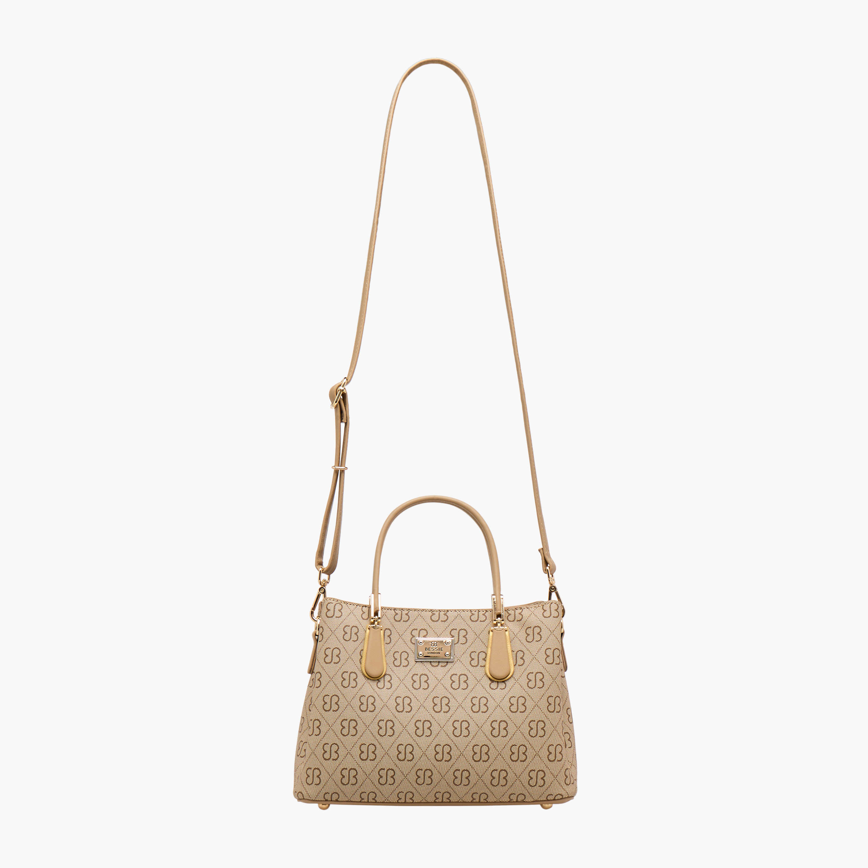Bessie London Monogram Print Satchel Bag with Double Handle-women-bagsandwallets-handbags-image-3