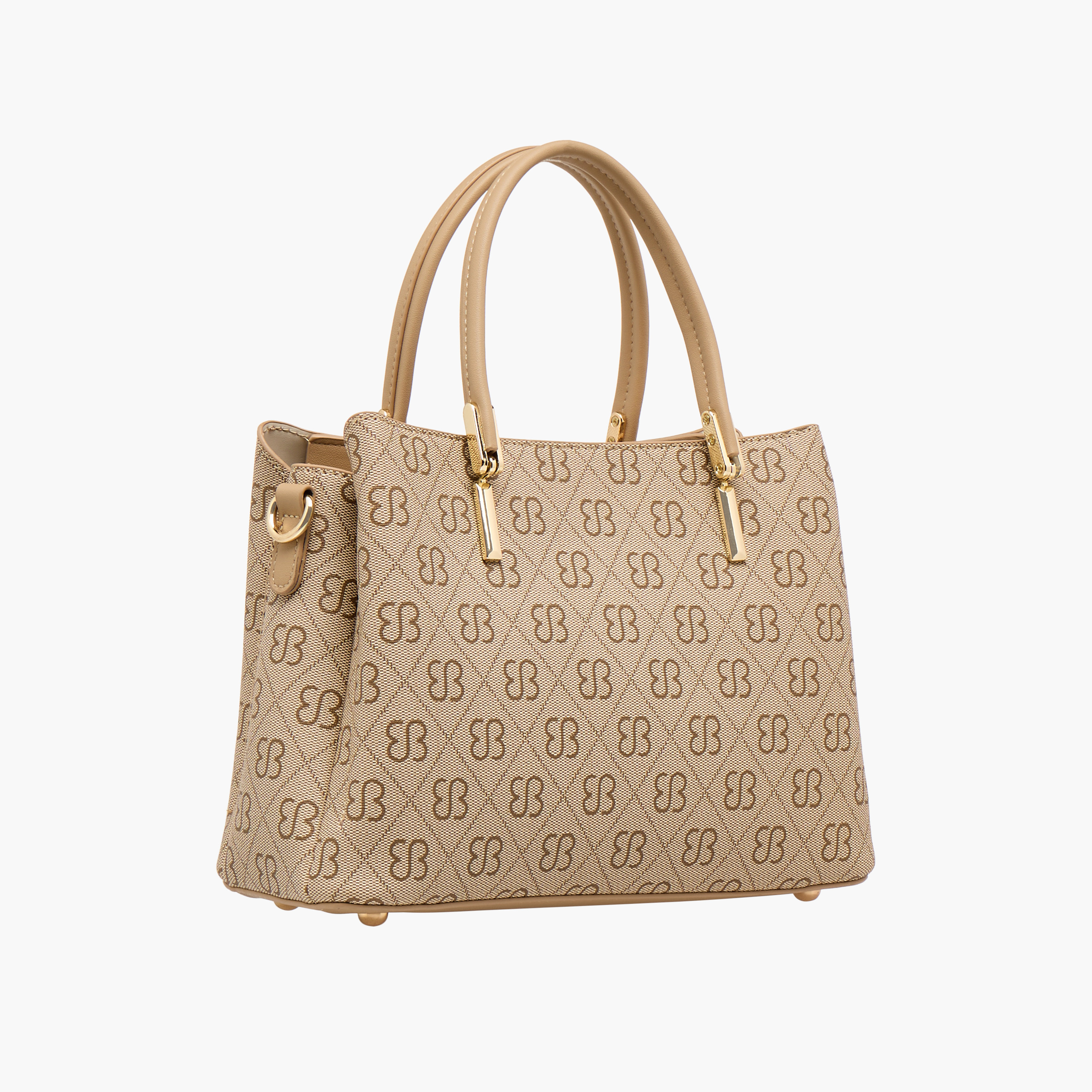 Bessie London Monogram Print Satchel Bag with Double Handle-women-bagsandwallets-handbags-image-4