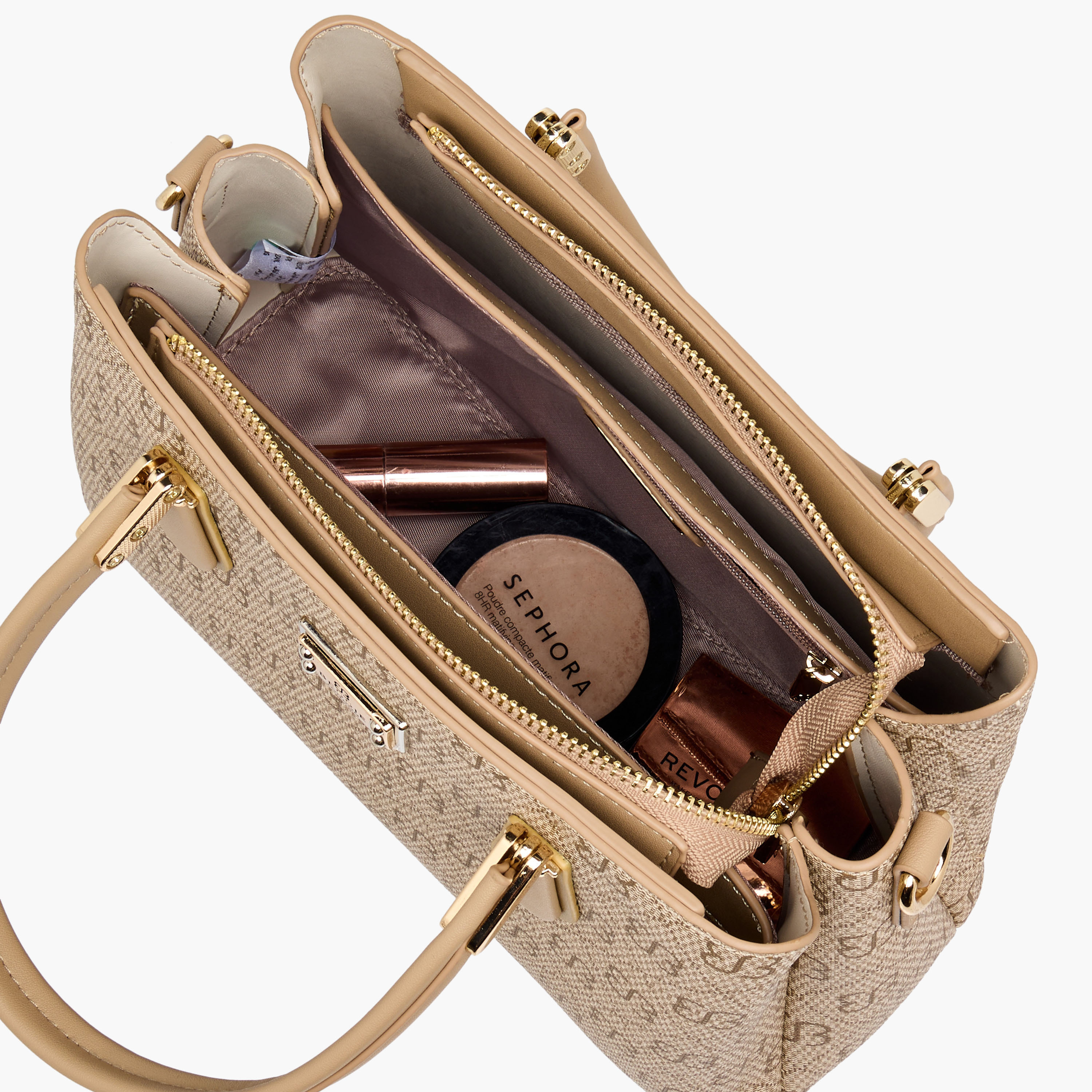 Bessie London Monogram Print Satchel Bag with Double Handle-women-bagsandwallets-handbags-image-9