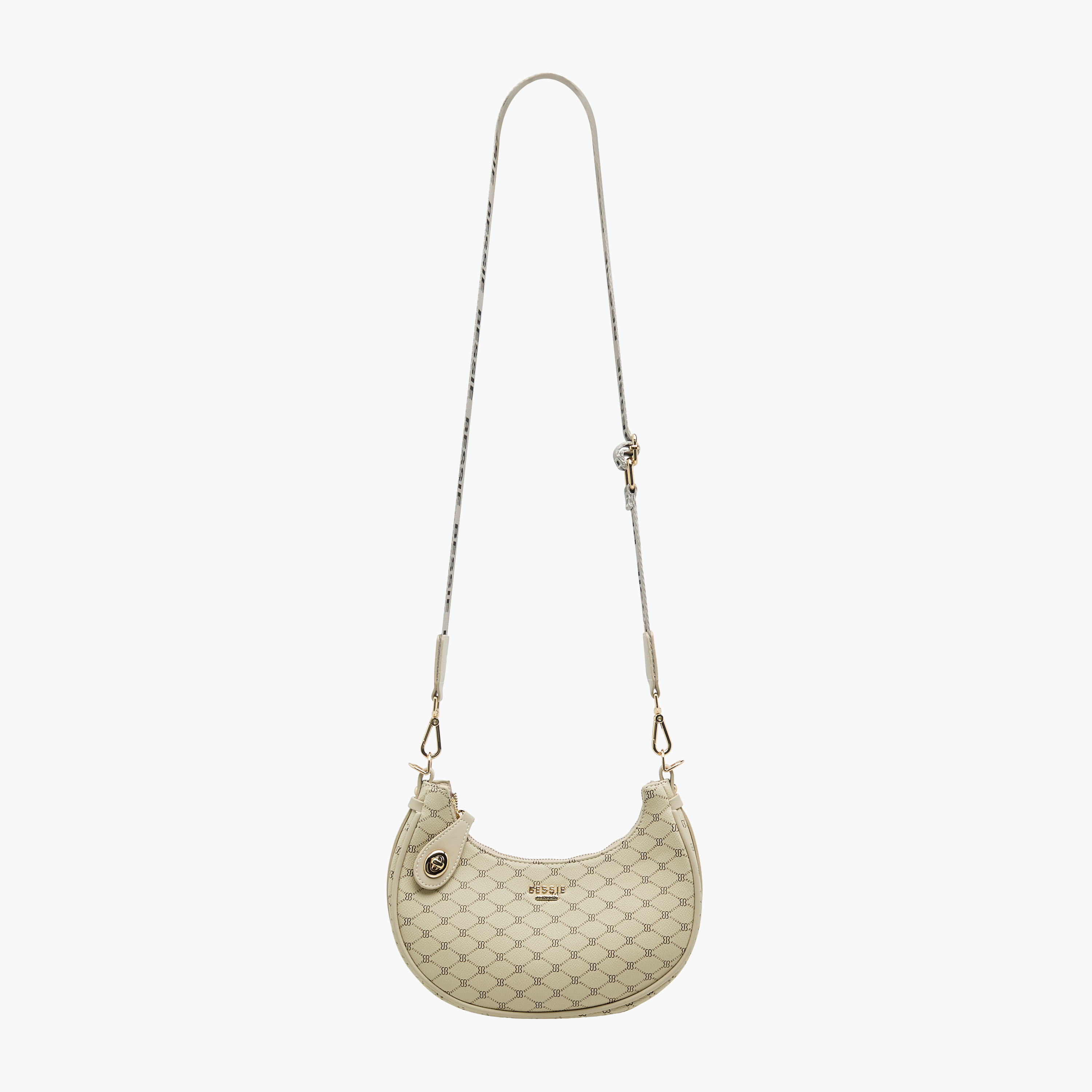 Bessie London Monogram Print Shoulder Bag with Detachable Strap-women-bagsandwallets-handbags-image-3
