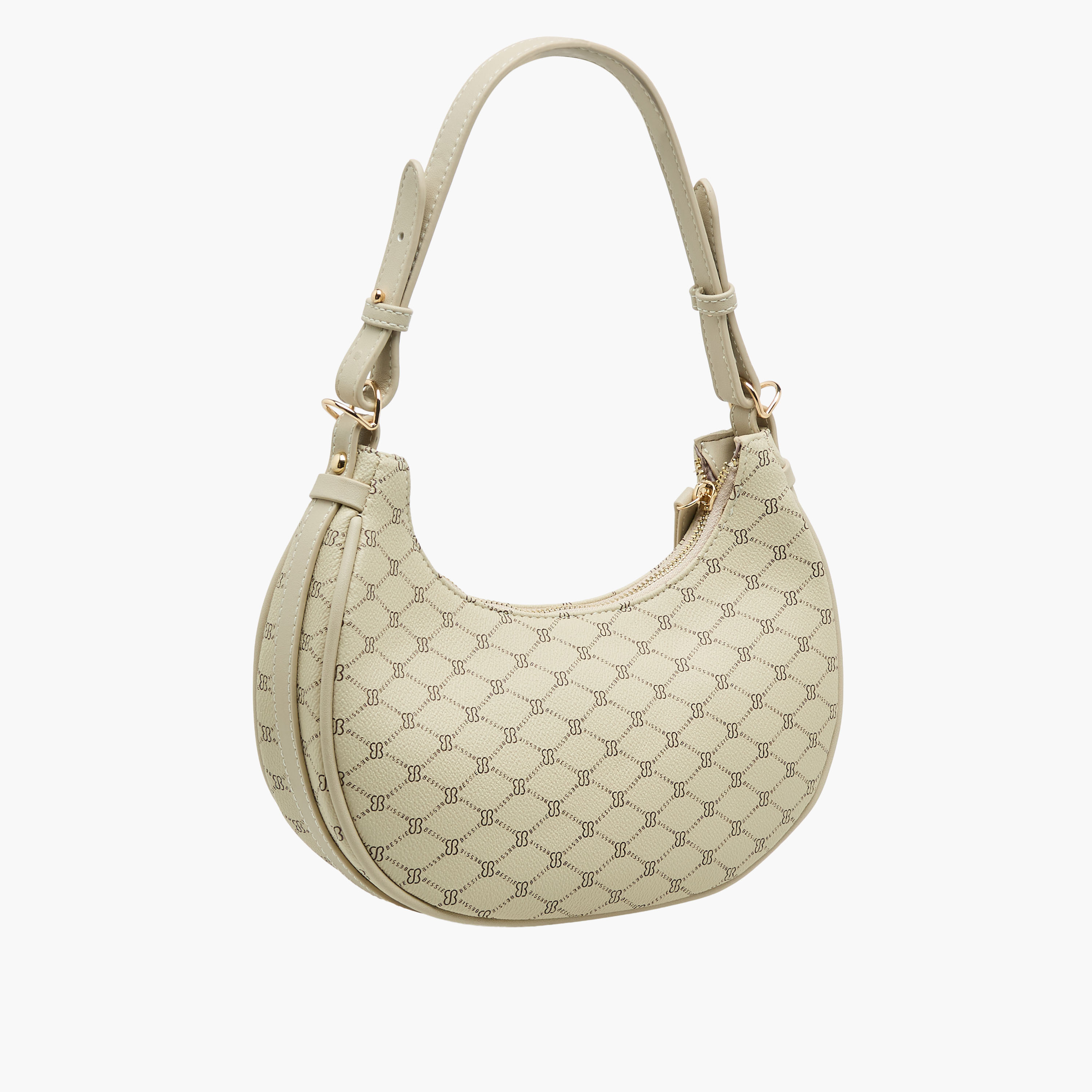 Bessie London Monogram Print Shoulder Bag with Detachable Strap-women-bagsandwallets-handbags-image-4