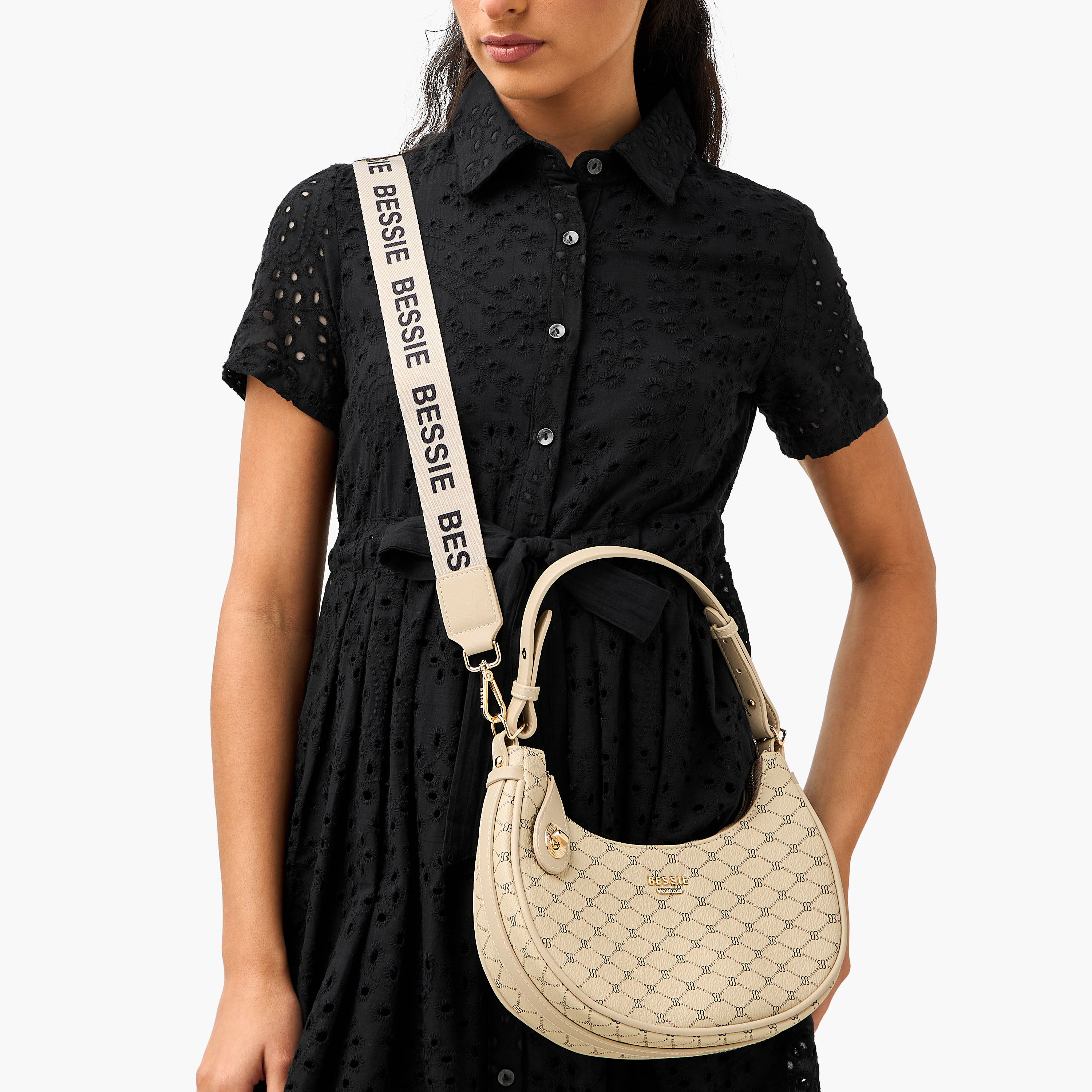 Bessie London Monogram Print Shoulder Bag with Detachable Strap-women-bagsandwallets-handbags-image-8