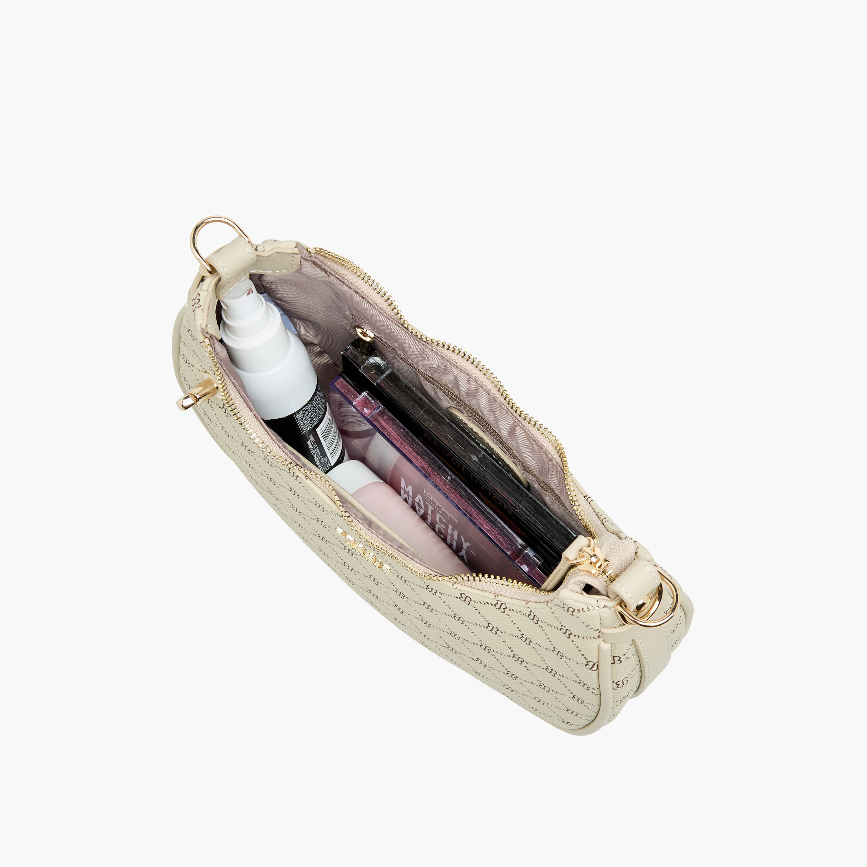 Bessie London Monogram Print Shoulder Bag with Detachable Strap-women-bagsandwallets-handbags-image-9