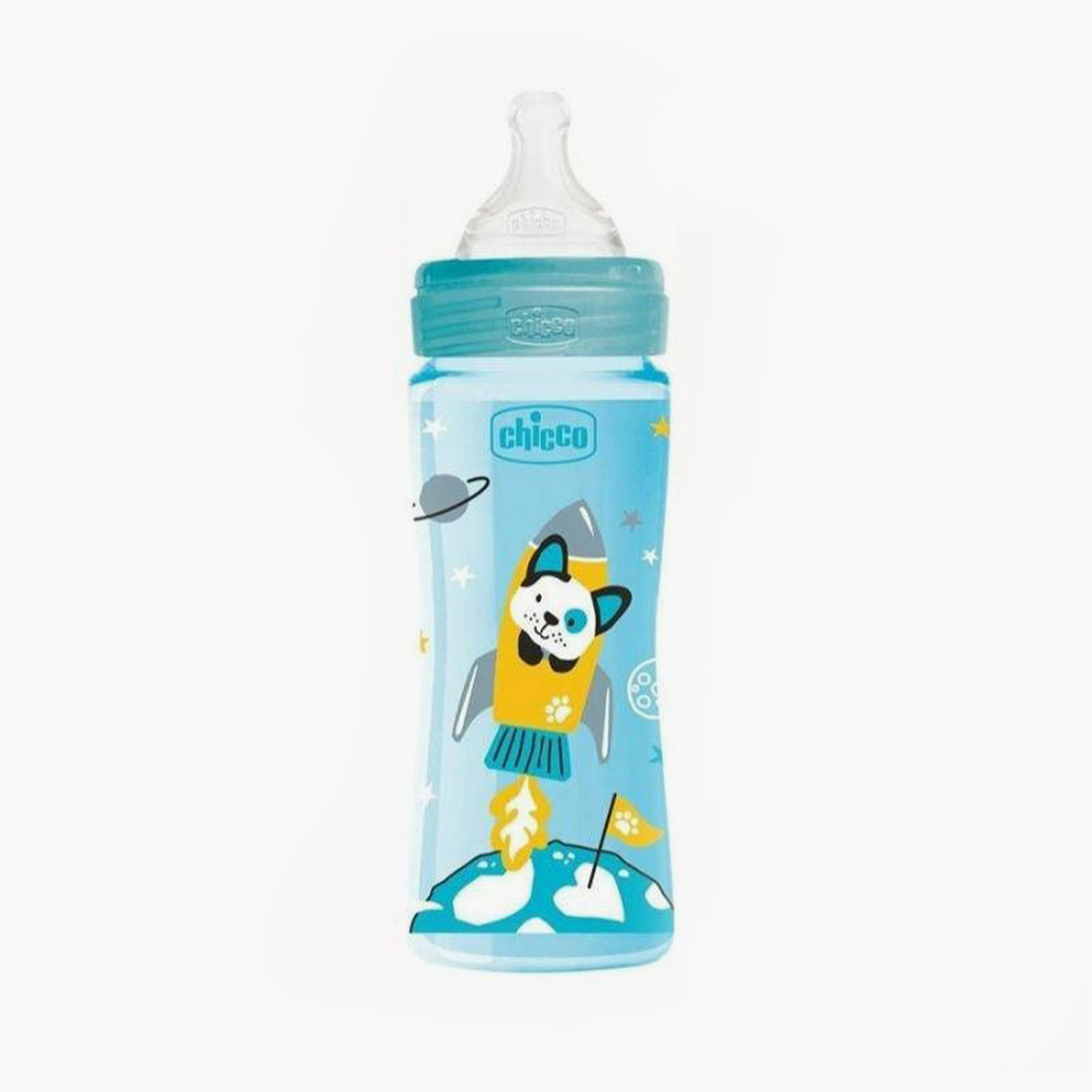 زجاجة رضاعة ويل بينج بتدفق سريع من شيكو - 330 مل - 4 أشهر+ - أزرق-baby-feeding-feedingbottles-bottlesandteats-image-1