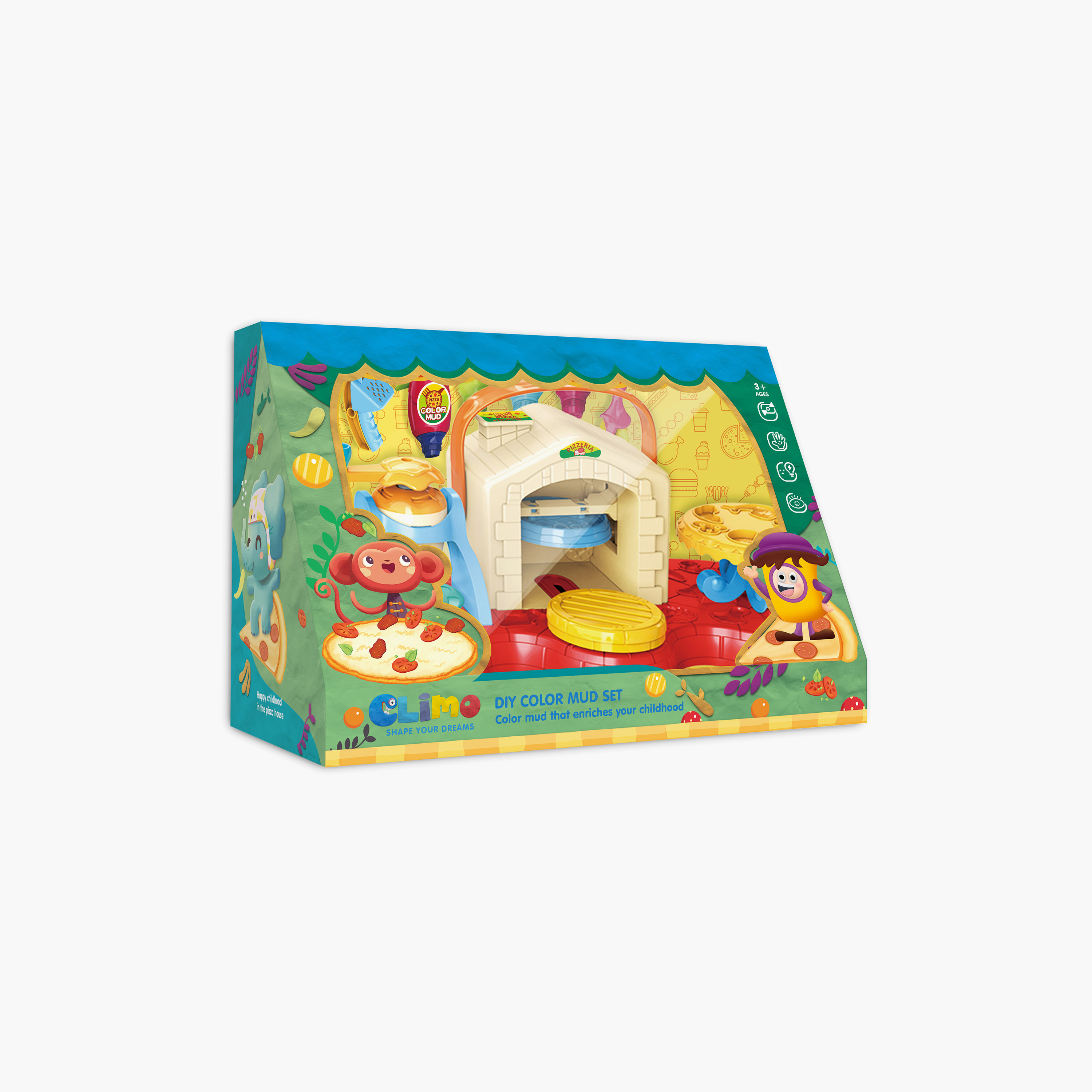 مجموعة لعب صلصال التلوين (اصنعها بنفسك) - بيت البيتزا من كليمو-toys-educational-doughtoys-image-2