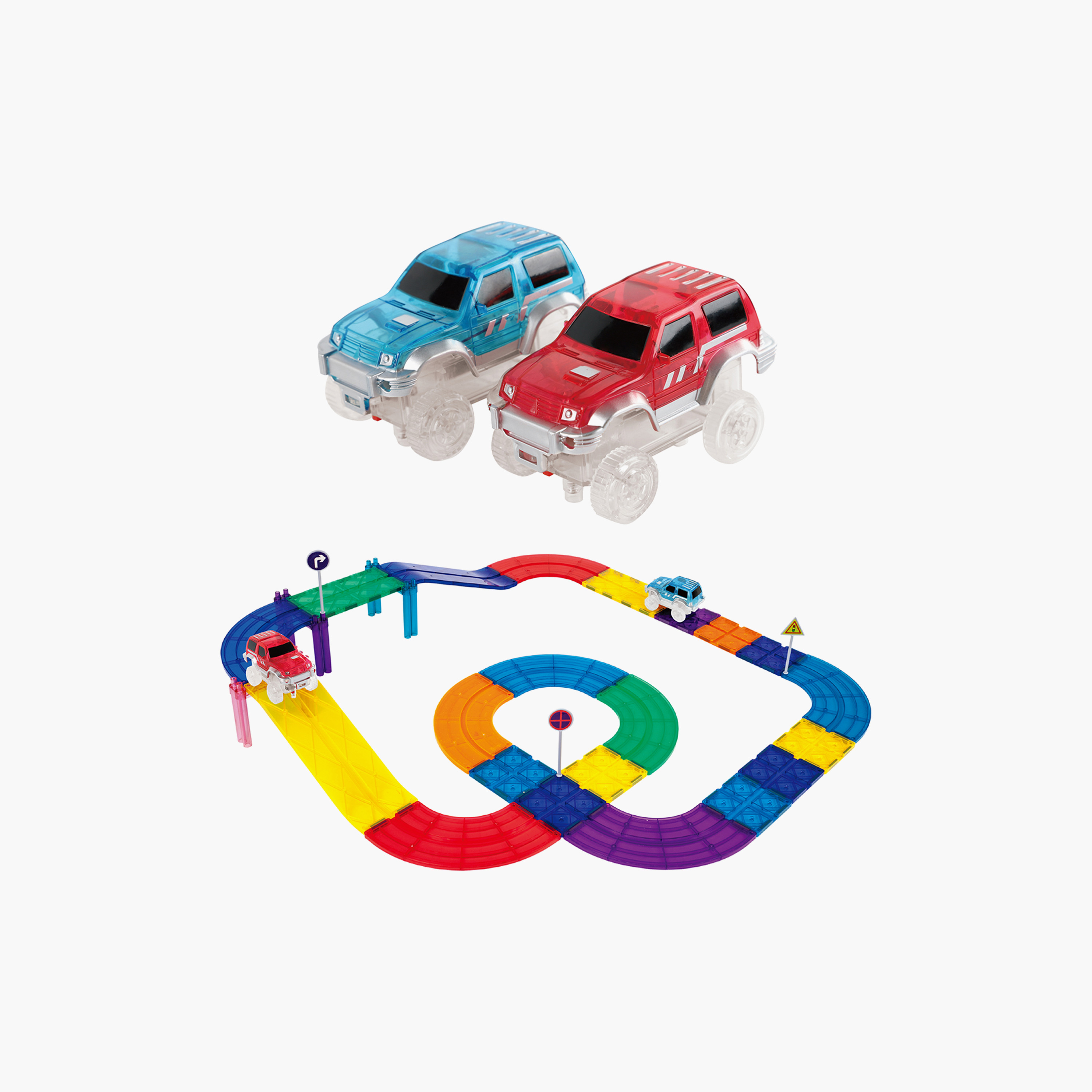 Picasso 30-Piece Magnetic Race Car Track with Trucks Building Set-toys-buildingblocks-magnetictoys-image-1