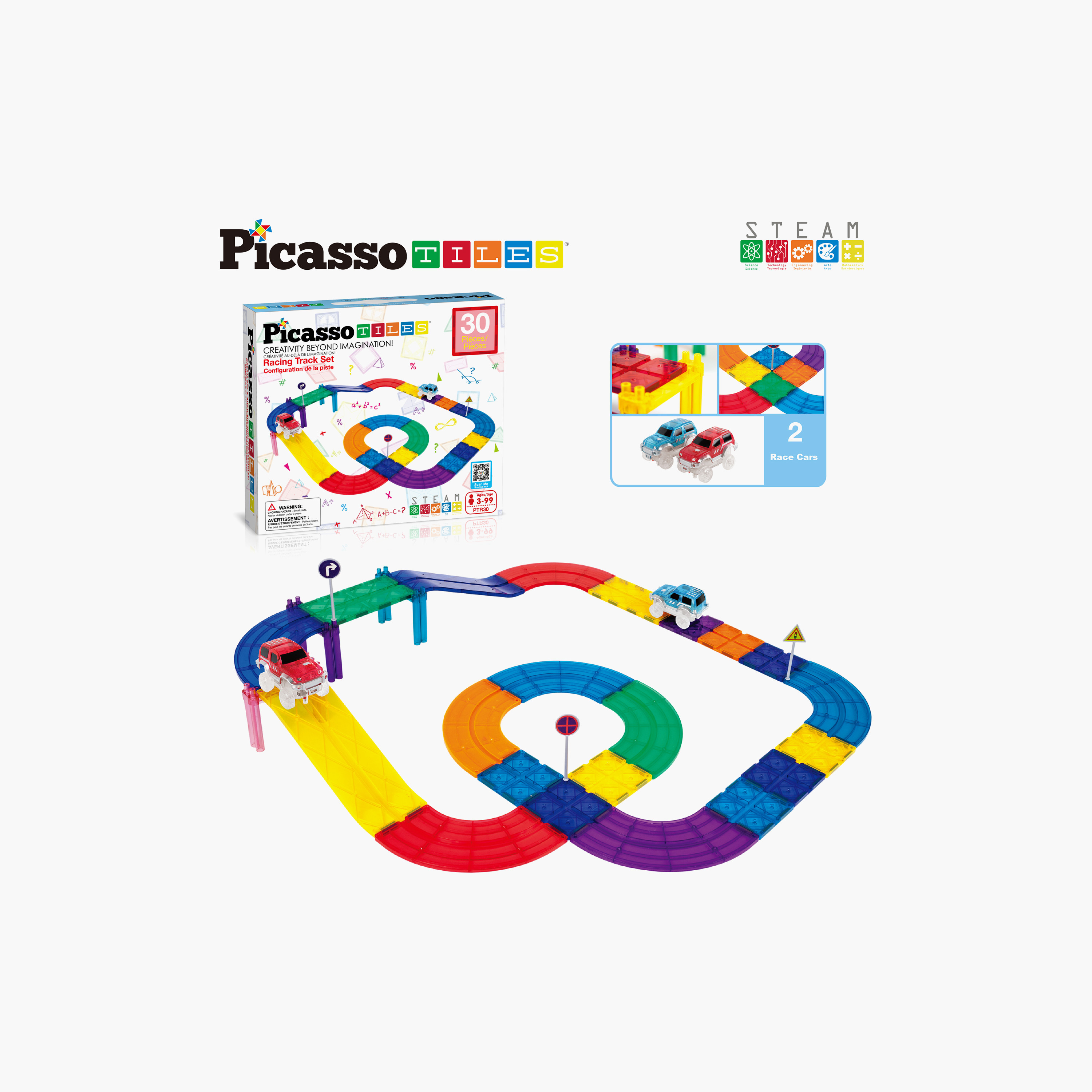 Picasso 30-Piece Magnetic Race Car Track with Trucks Building Set-toys-buildingblocks-magnetictoys-image-10