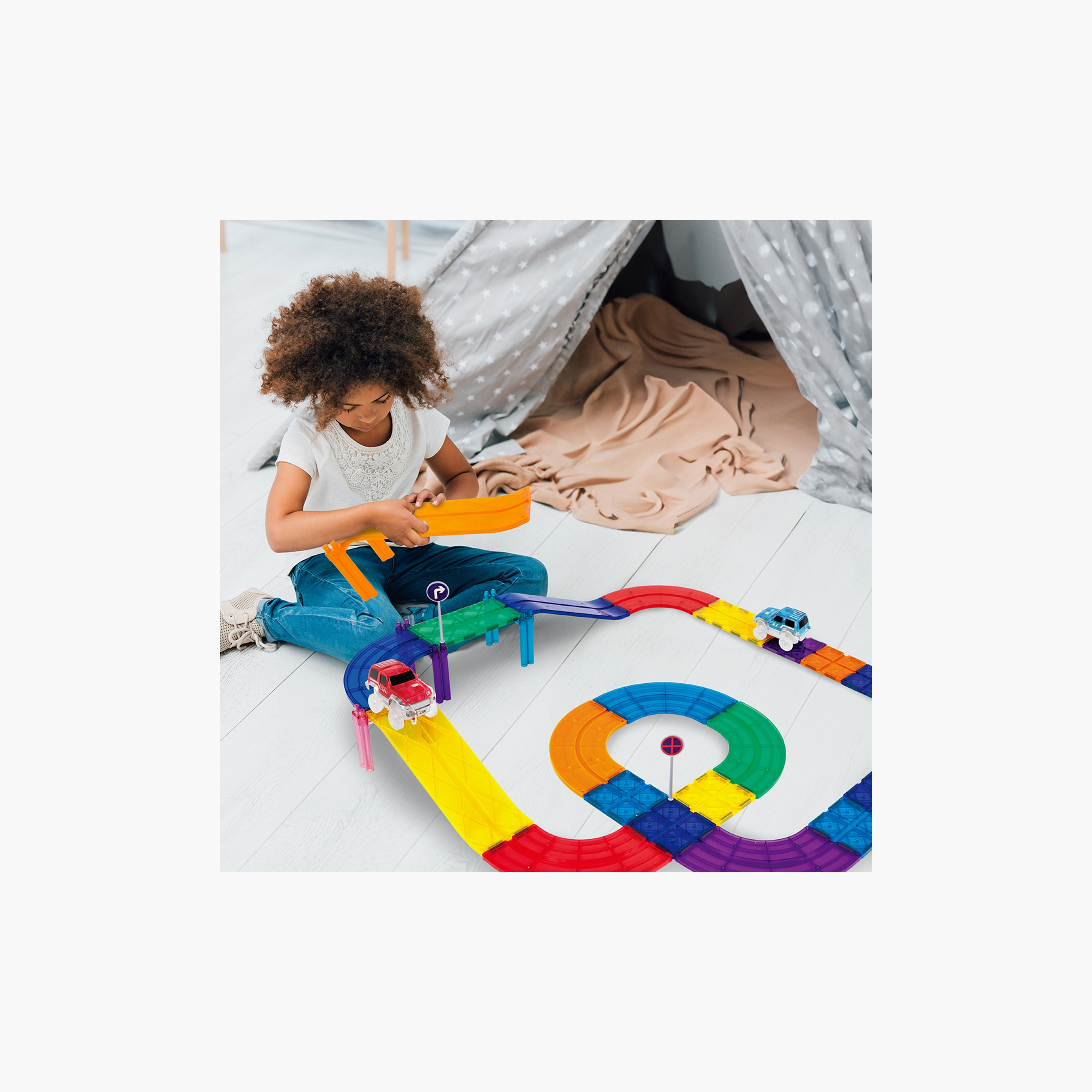 Picasso 30-Piece Magnetic Race Car Track with Trucks Building Set-toys-buildingblocks-magnetictoys-image-11