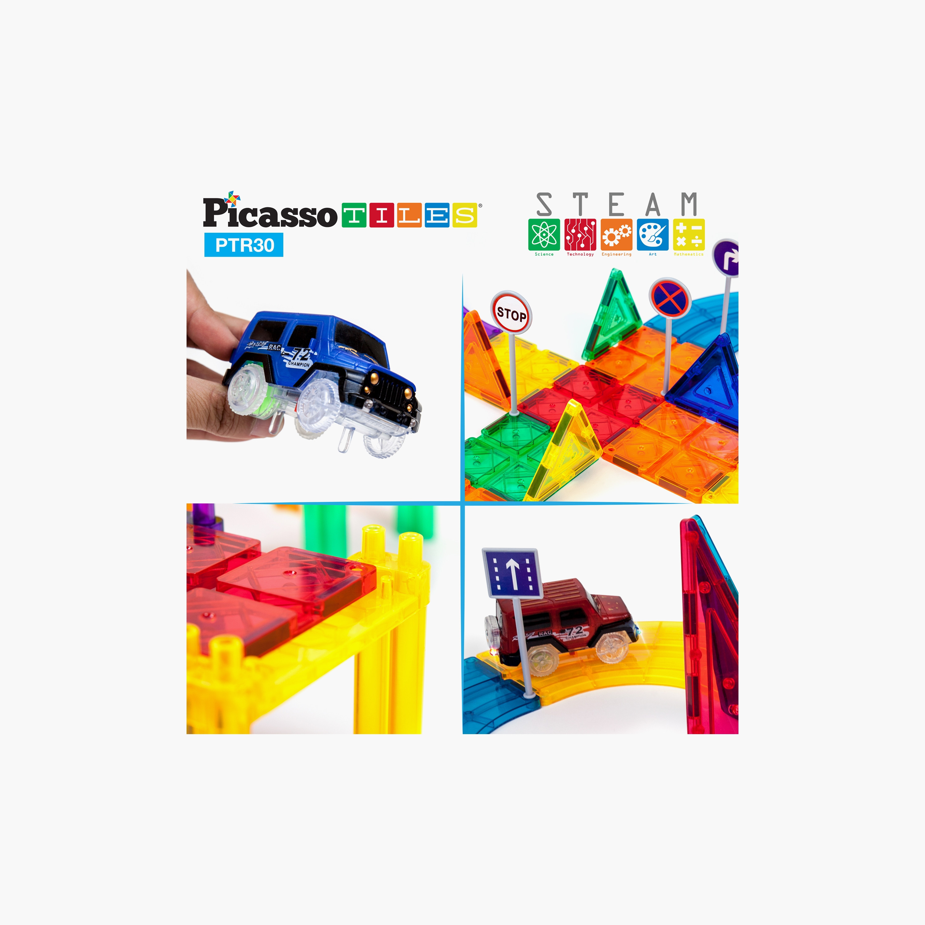 Picasso 30-Piece Magnetic Race Car Track with Trucks Building Set-toys-buildingblocks-magnetictoys-image-13
