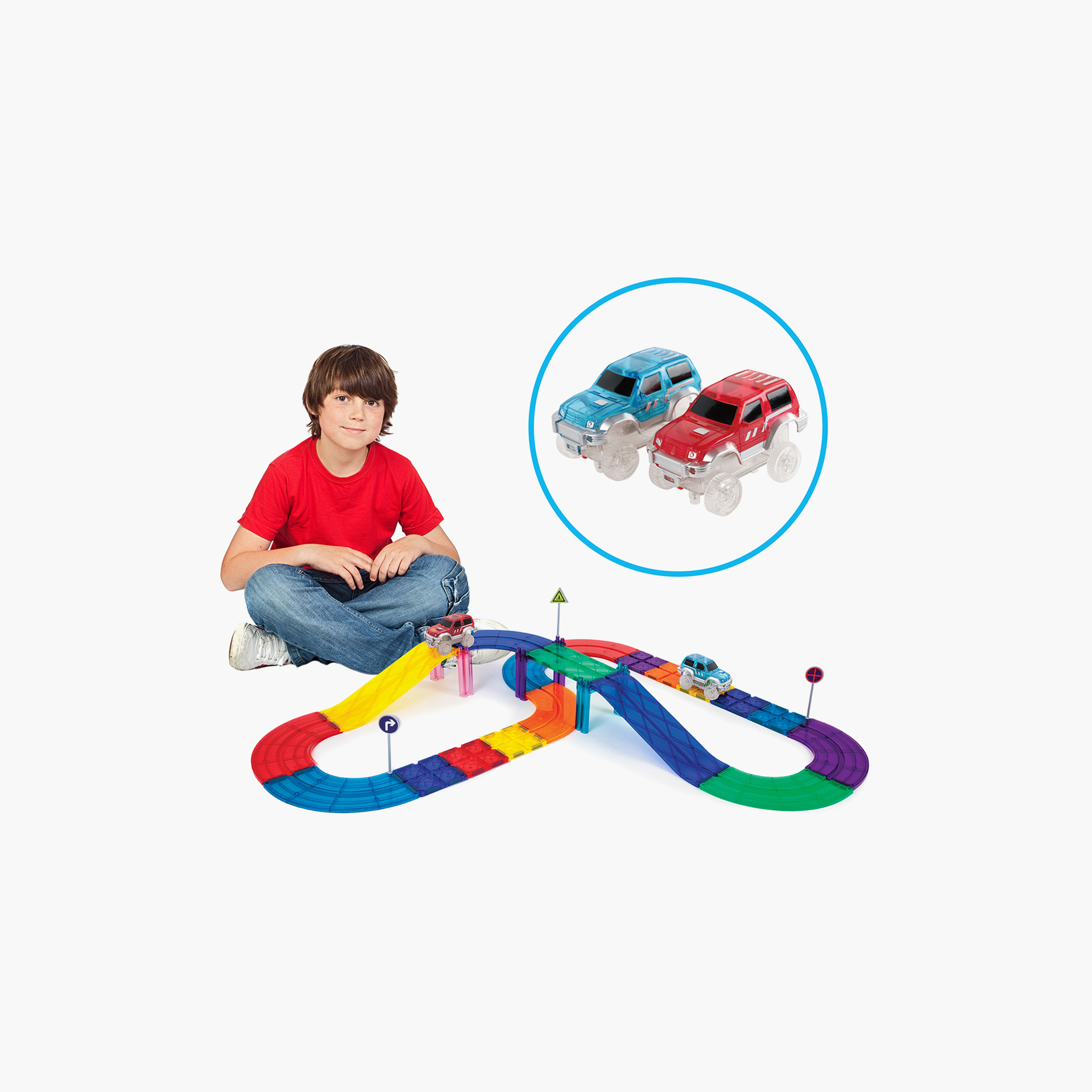 Picasso 30-Piece Magnetic Race Car Track with Trucks Building Set-toys-buildingblocks-magnetictoys-image-14