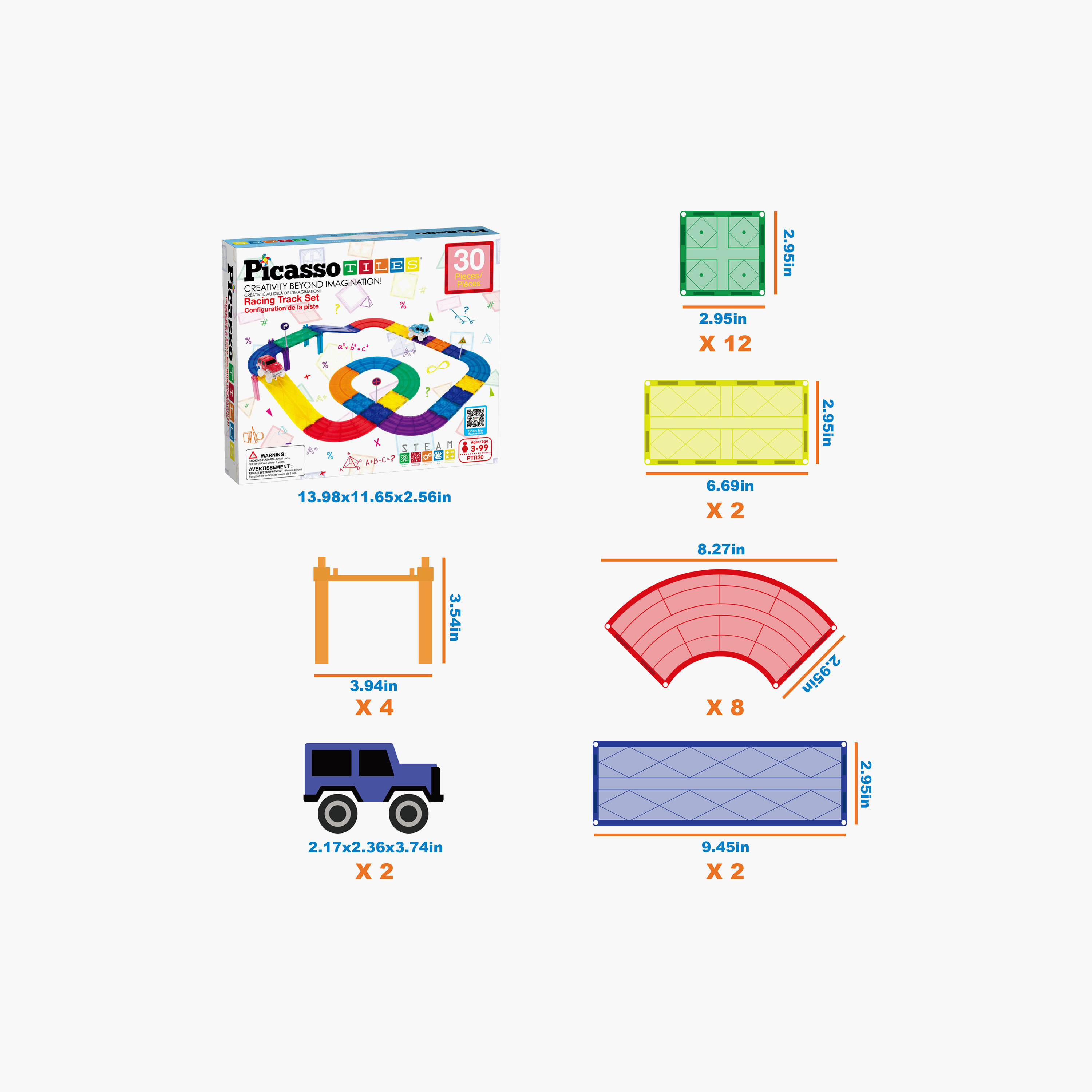 Picasso 30-Piece Magnetic Race Car Track with Trucks Building Set-toys-buildingblocks-magnetictoys-image-15