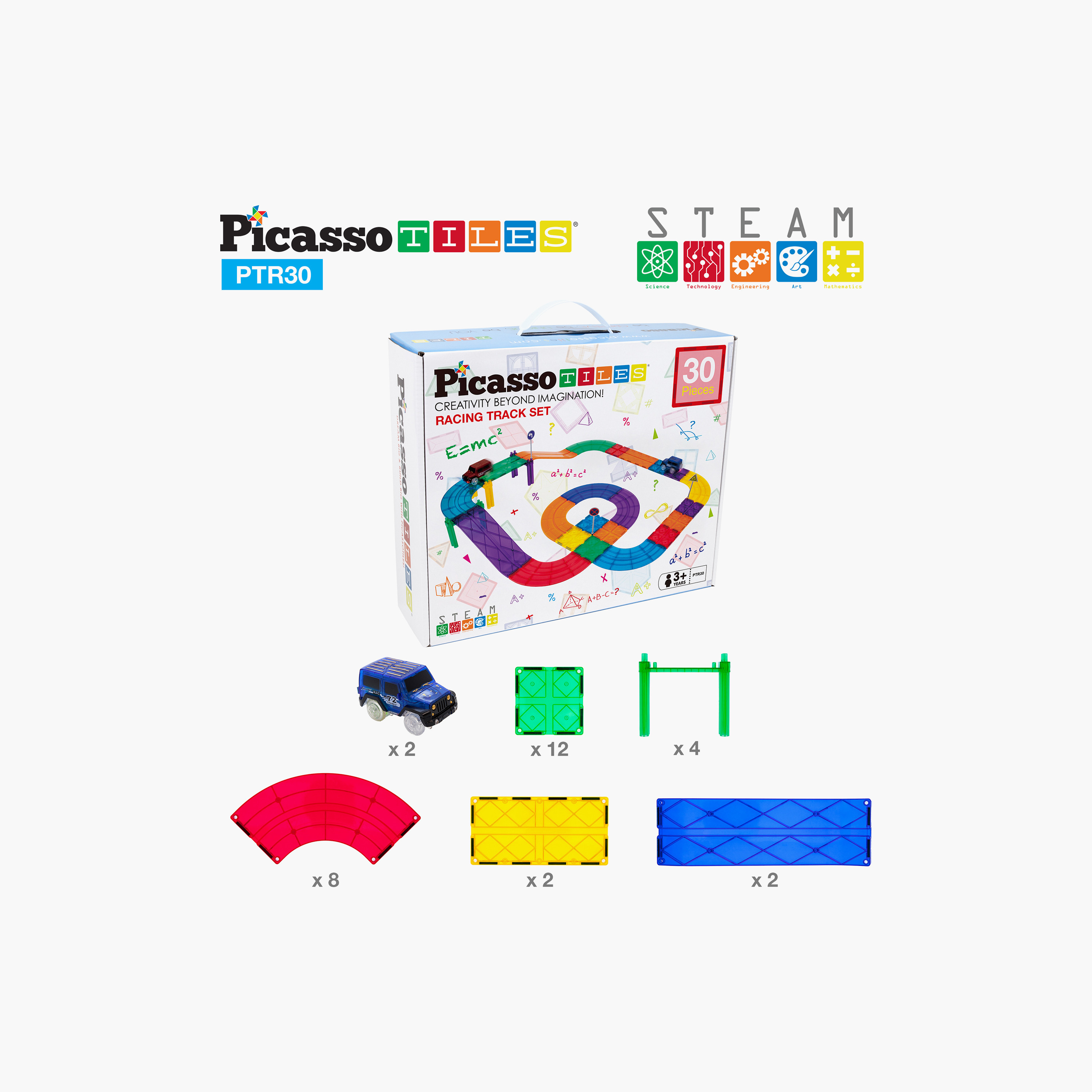 Picasso 30-Piece Magnetic Race Car Track with Trucks Building Set-toys-buildingblocks-magnetictoys-image-2