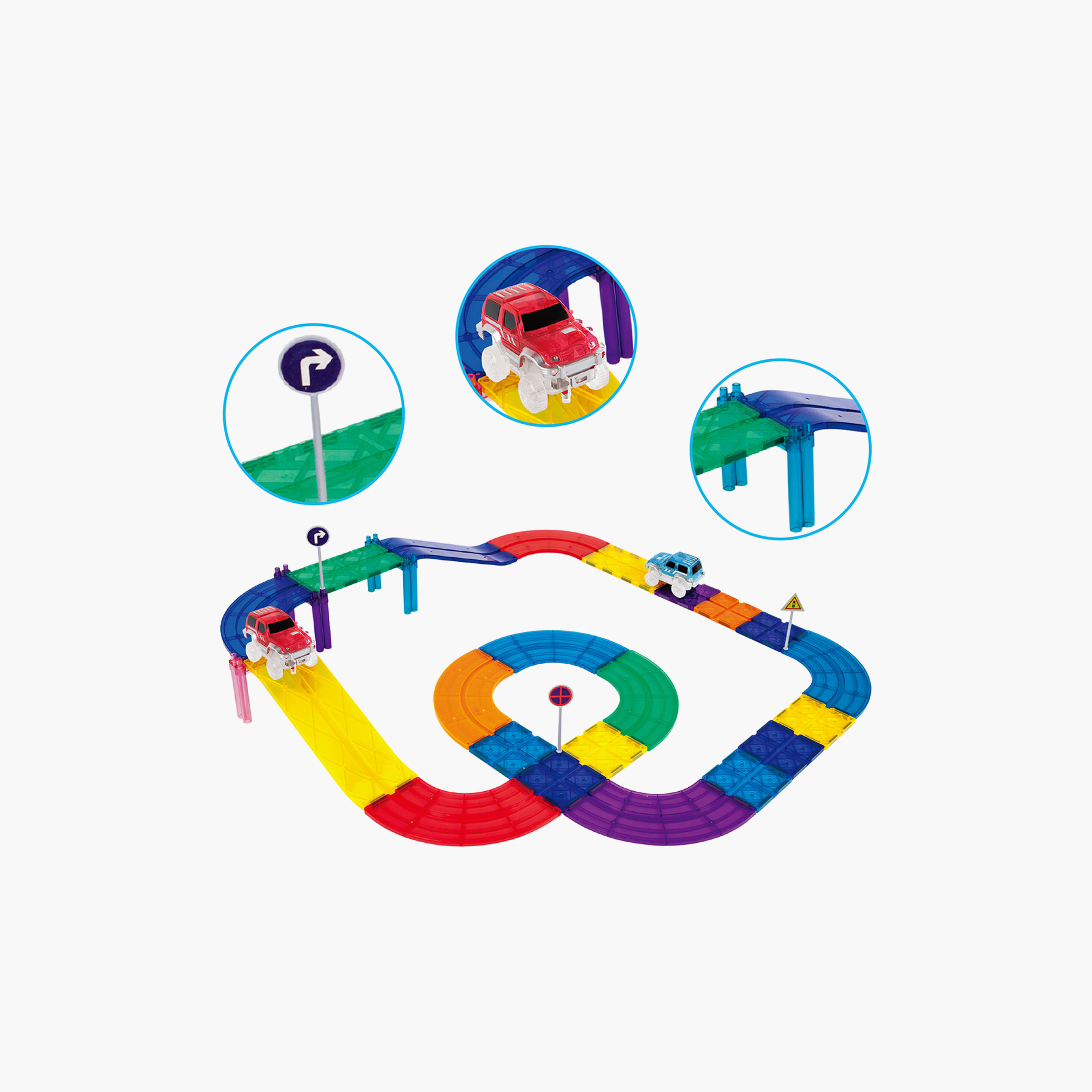 Picasso 30-Piece Magnetic Race Car Track with Trucks Building Set-toys-buildingblocks-magnetictoys-image-8