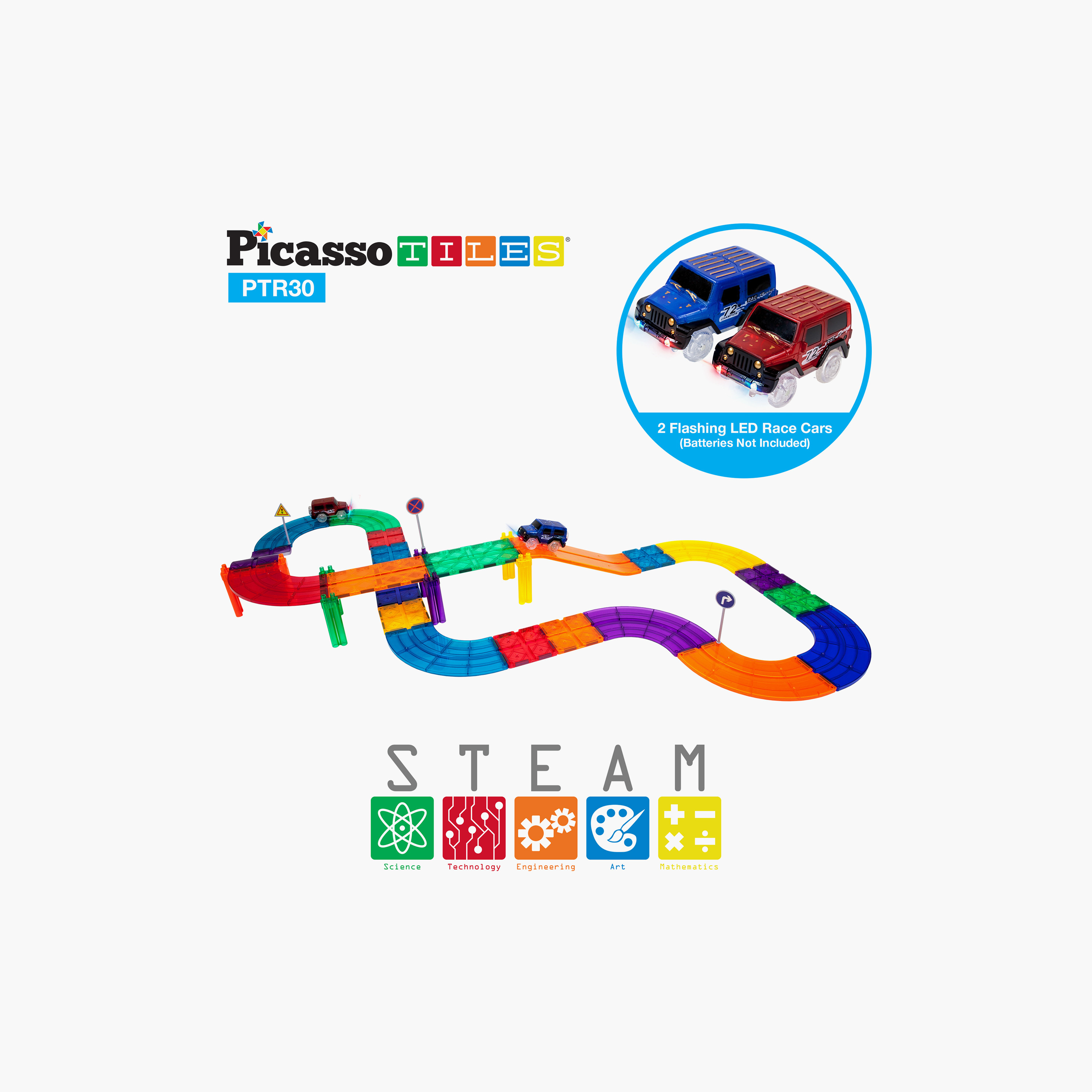 Picasso 30-Piece Magnetic Race Car Track with Trucks Building Set-toys-buildingblocks-magnetictoys-image-9