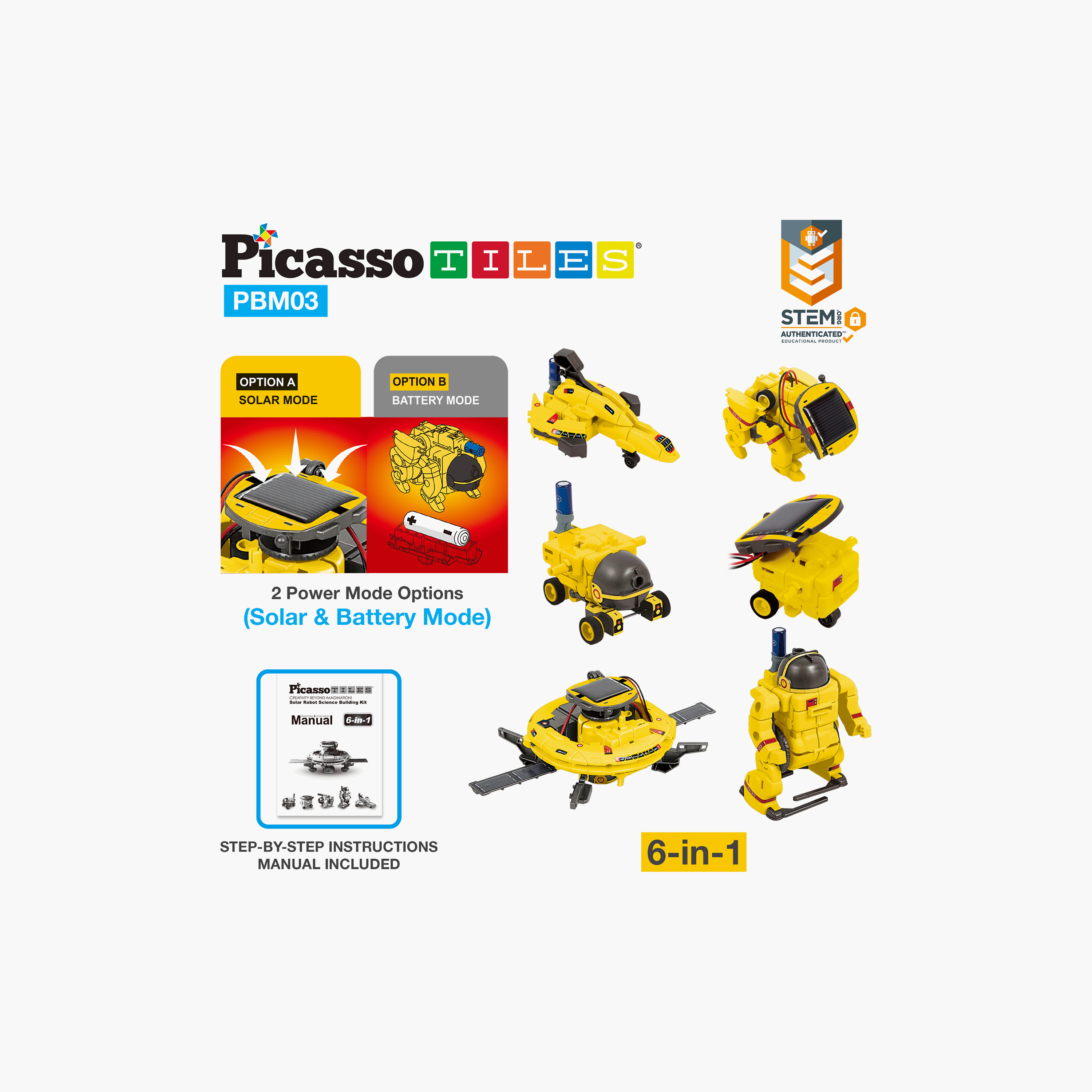 Picasso 6-in-1 Solar Powered Robot Science Kit - UFO-toys-buildingblocks-magnetictoys-image-3