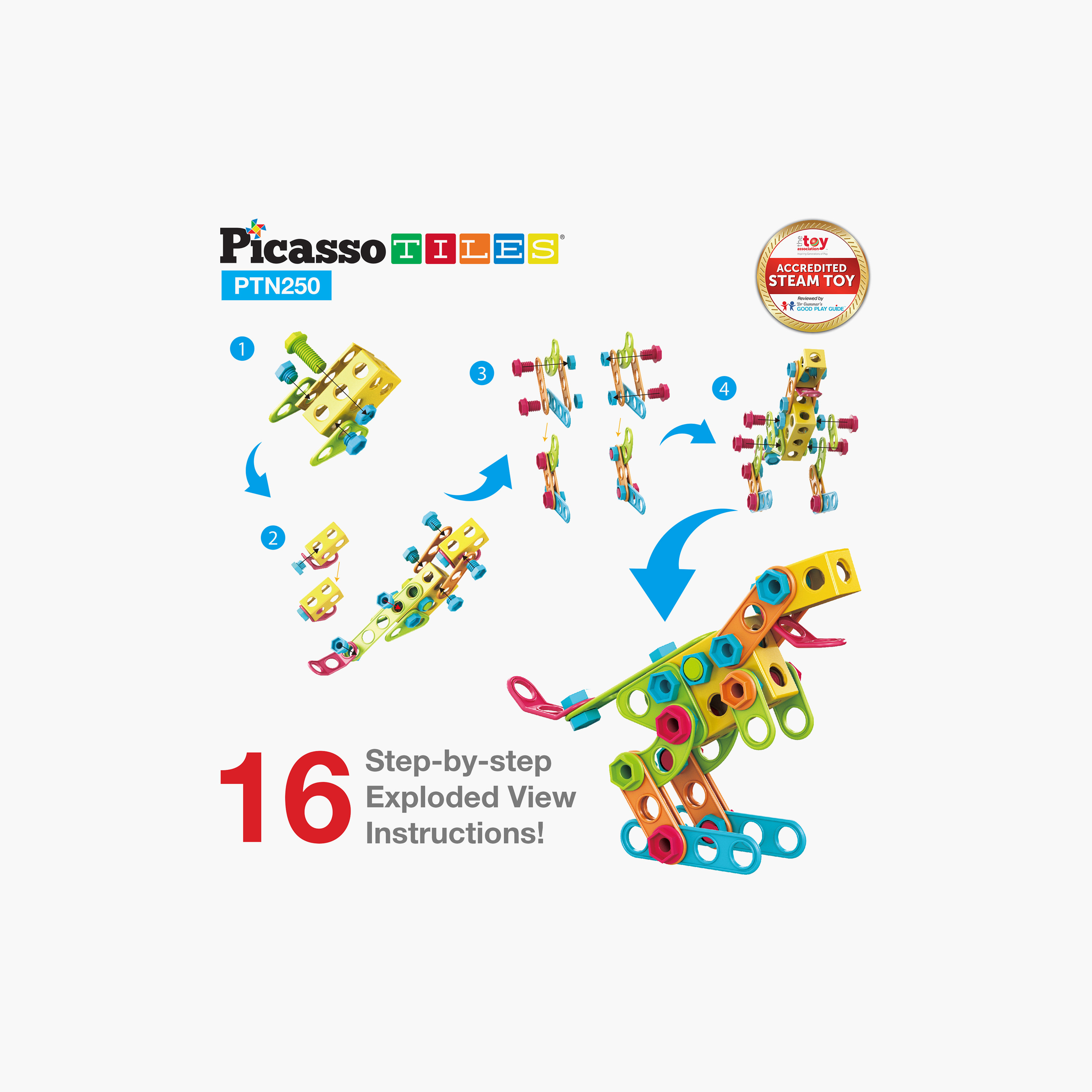 Picasso 250-Piece Engineering Construction Set with Toy Power Drill-toys-buildingblocks-magnetictoys-image-10