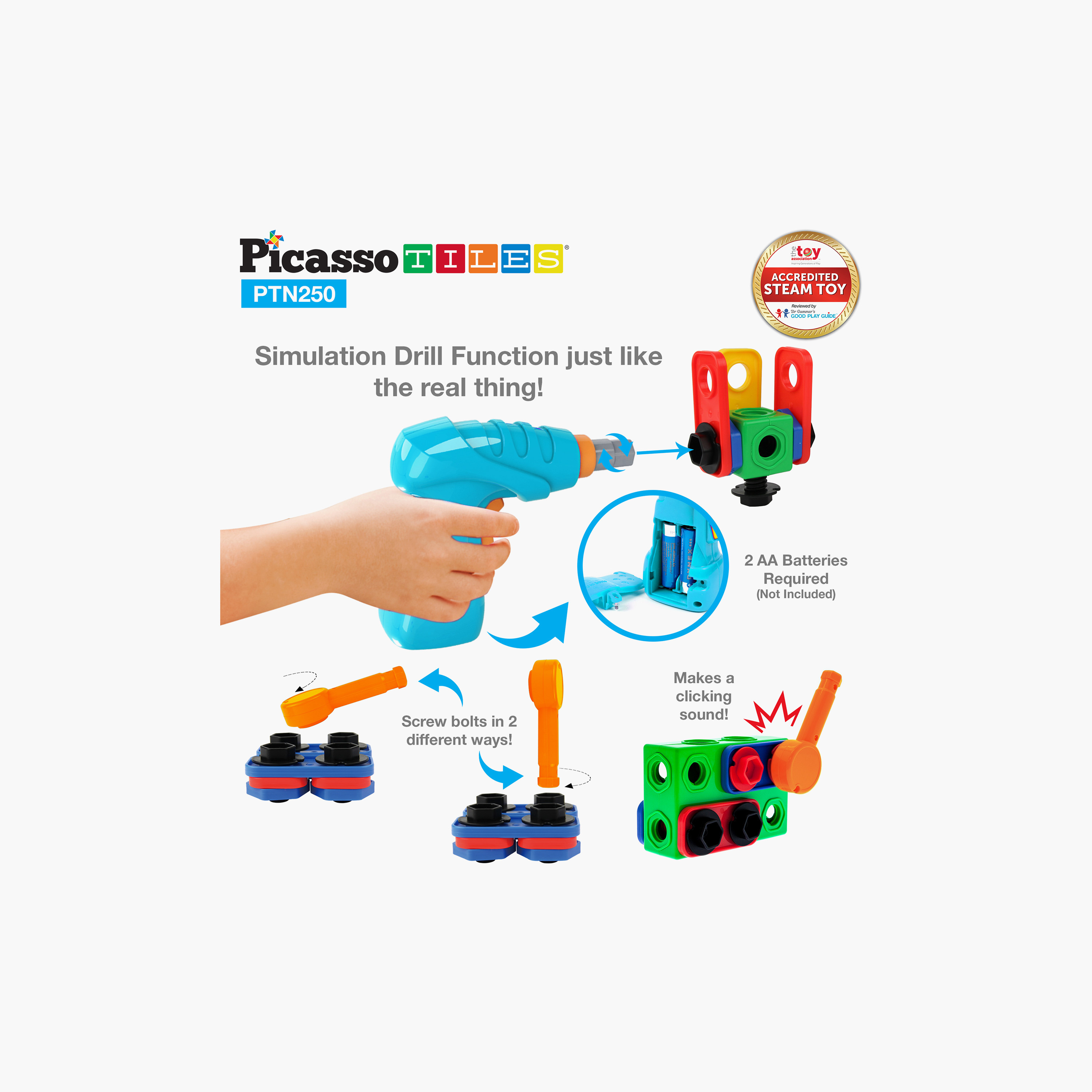 Picasso 250-Piece Engineering Construction Set with Toy Power Drill-toys-buildingblocks-magnetictoys-image-8