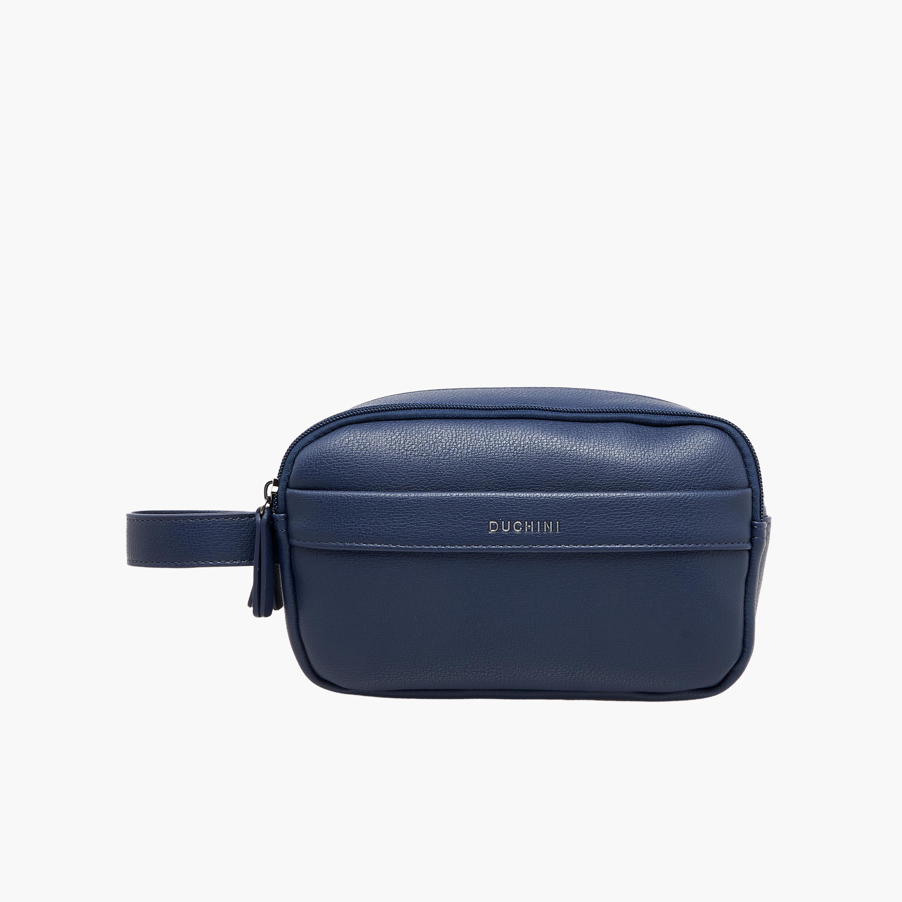 Duchini Solid Pouch with Zip Closure and Wristlet Strap-men-bags-image-1