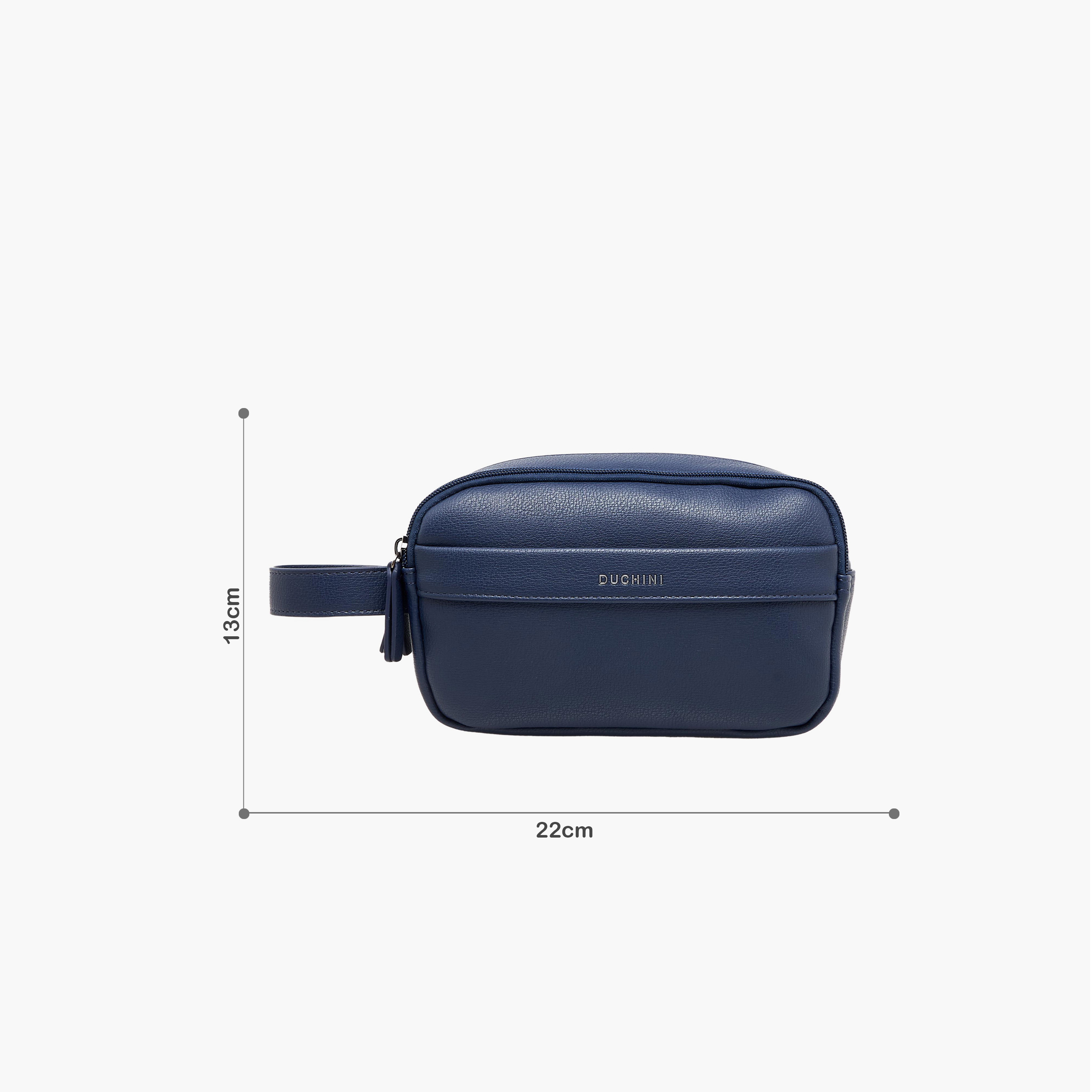 Duchini Solid Pouch with Zip Closure and Wristlet Strap-men-bags-image-2